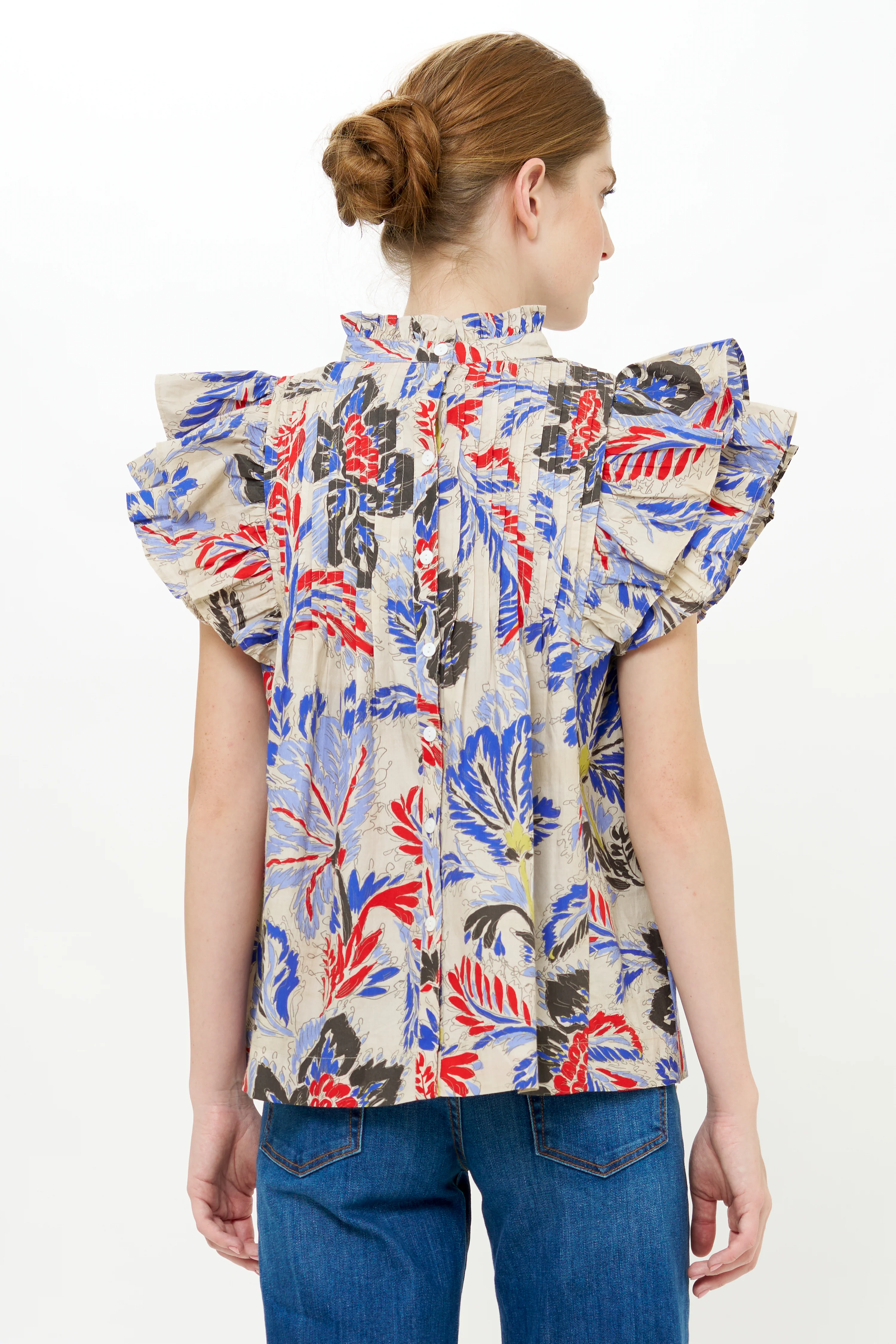 Pintuck Ruffle Top- Chennai Cobalt - Image 3