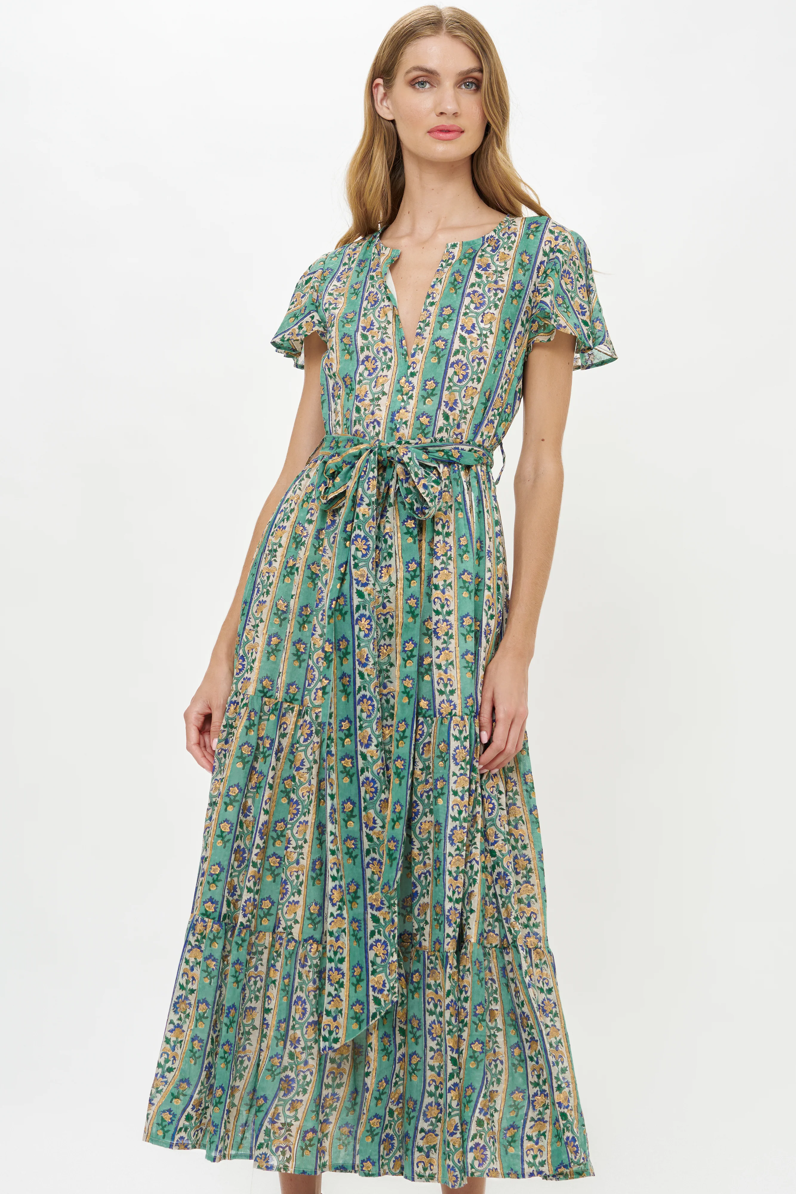 V-Neck Maxi- Taj Aqua - Image 10