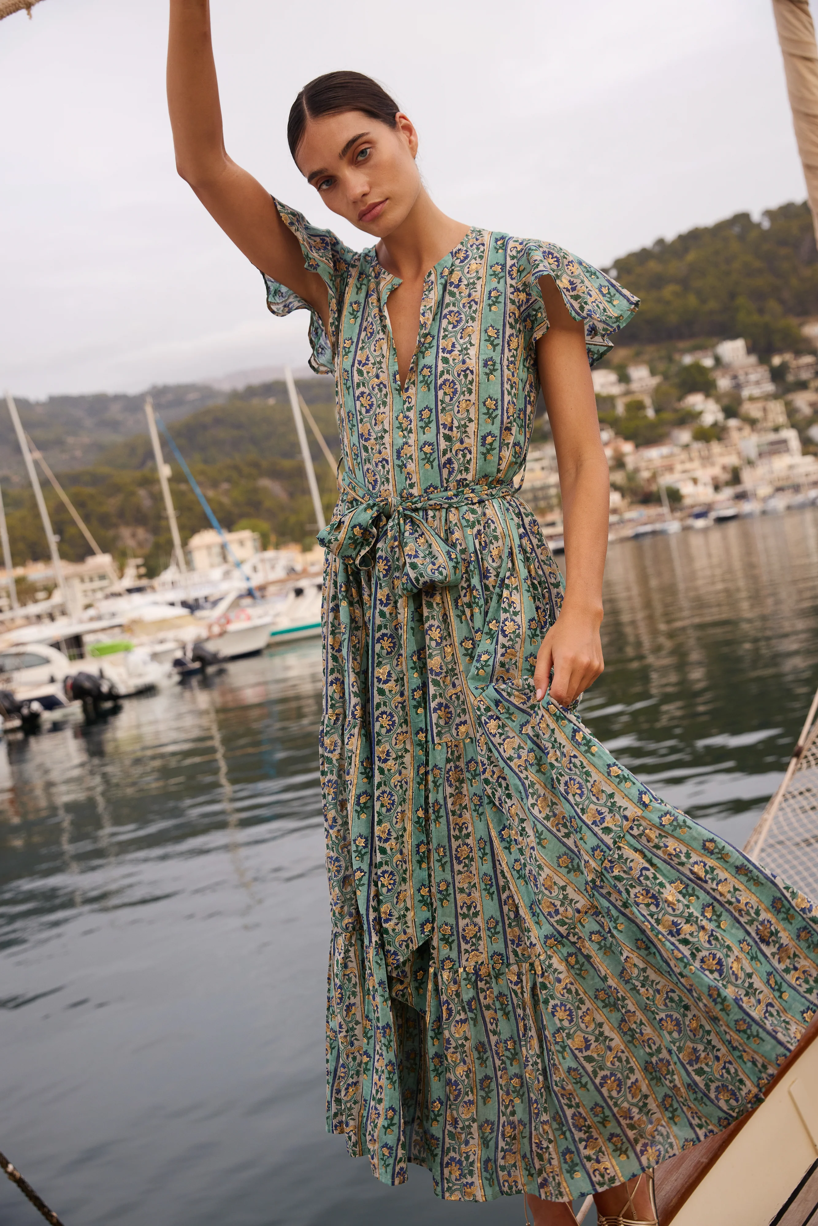 V-Neck Maxi- Taj Aqua - Image 4