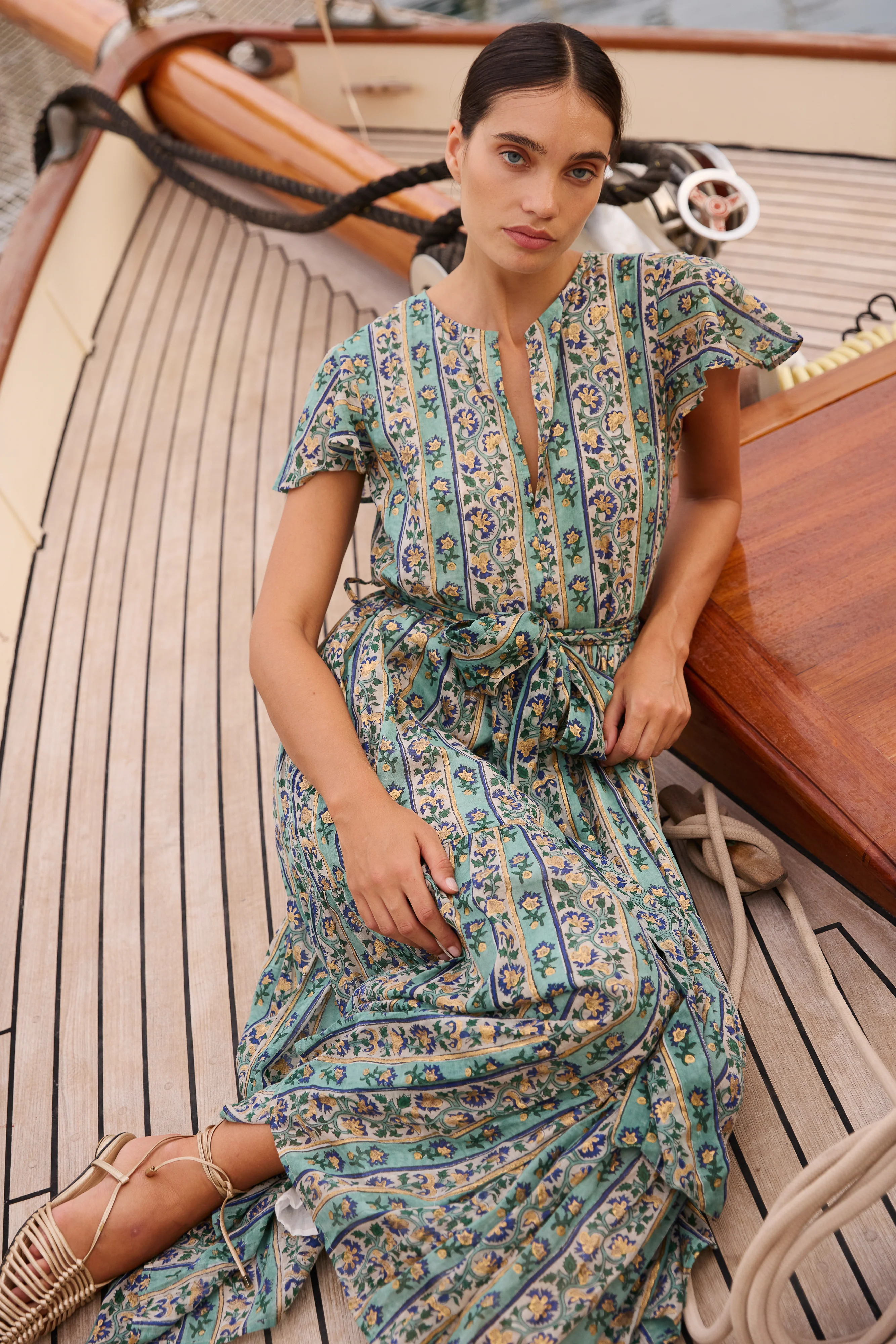 V-Neck Maxi- Taj Aqua - Image 7