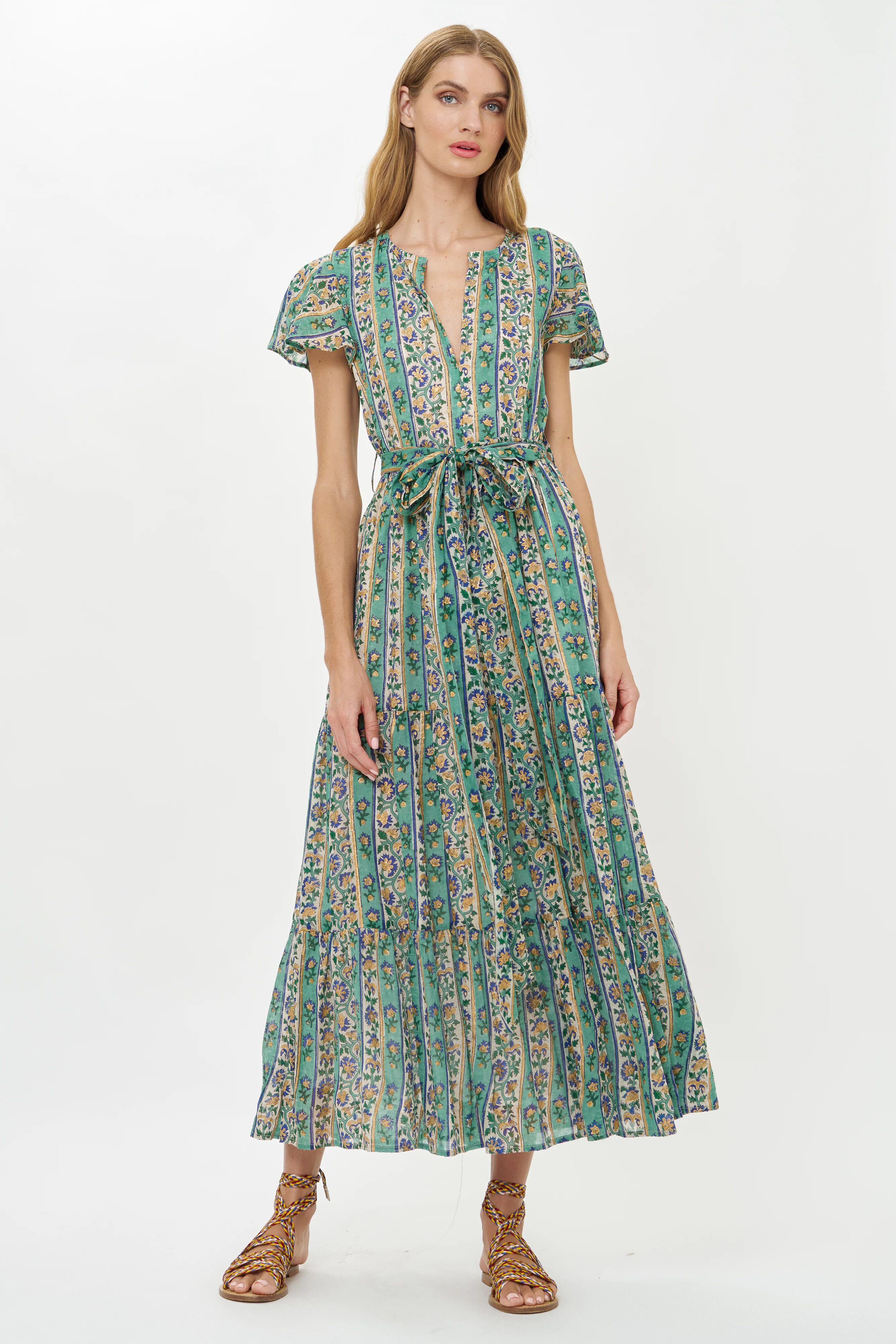V-Neck Maxi- Taj Aqua - Image 8