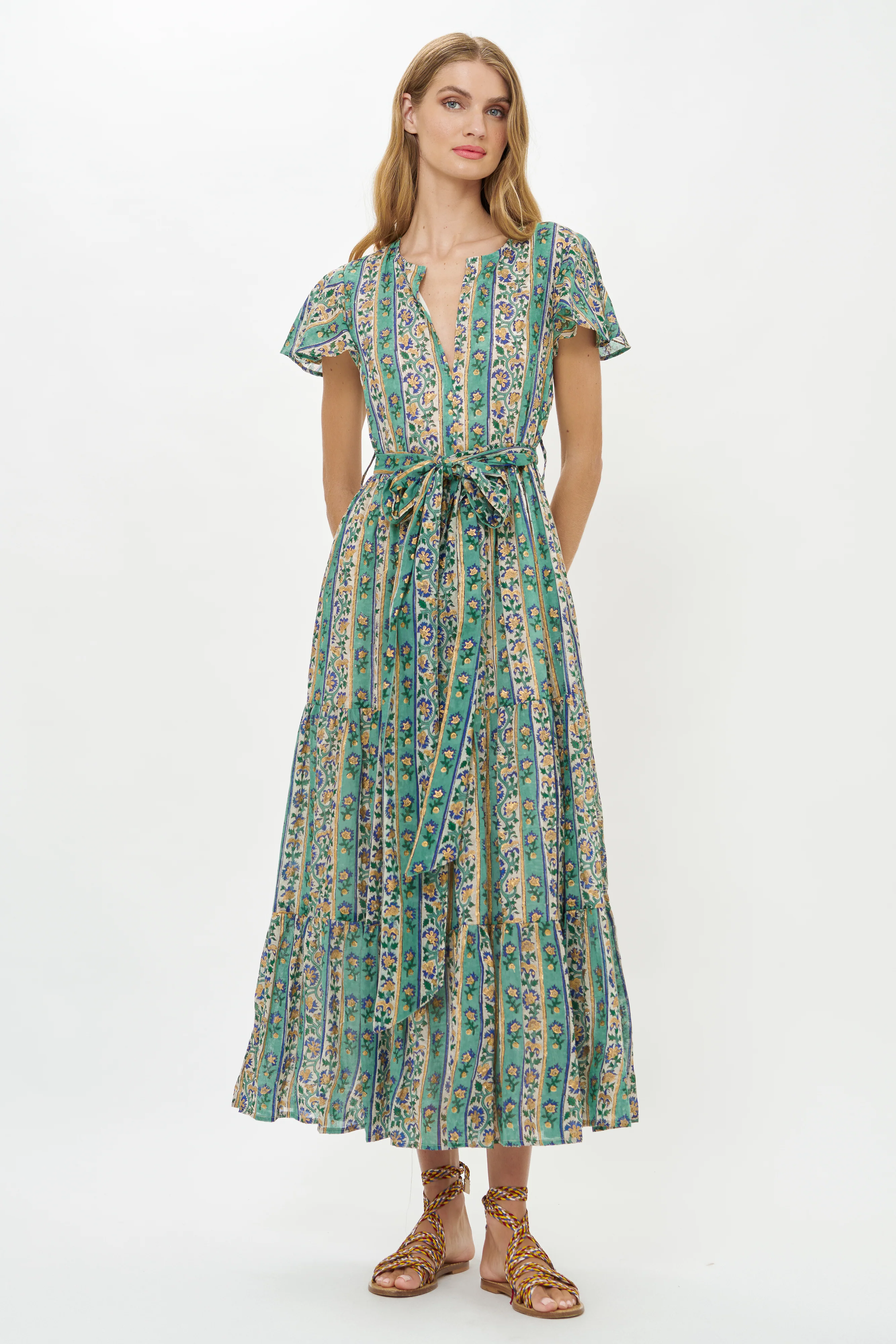 V-Neck Maxi- Taj Aqua - Image 9