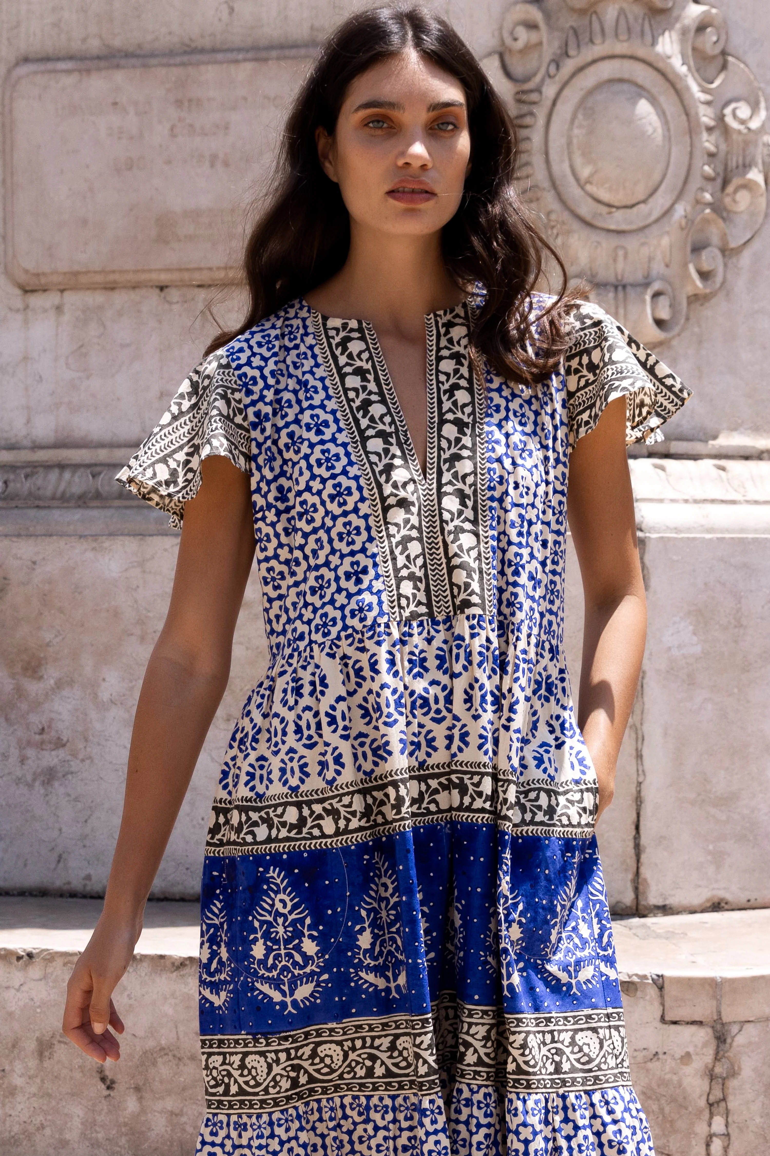 V-Neck Maxi- Jaisalmer Cobalt - Image 5