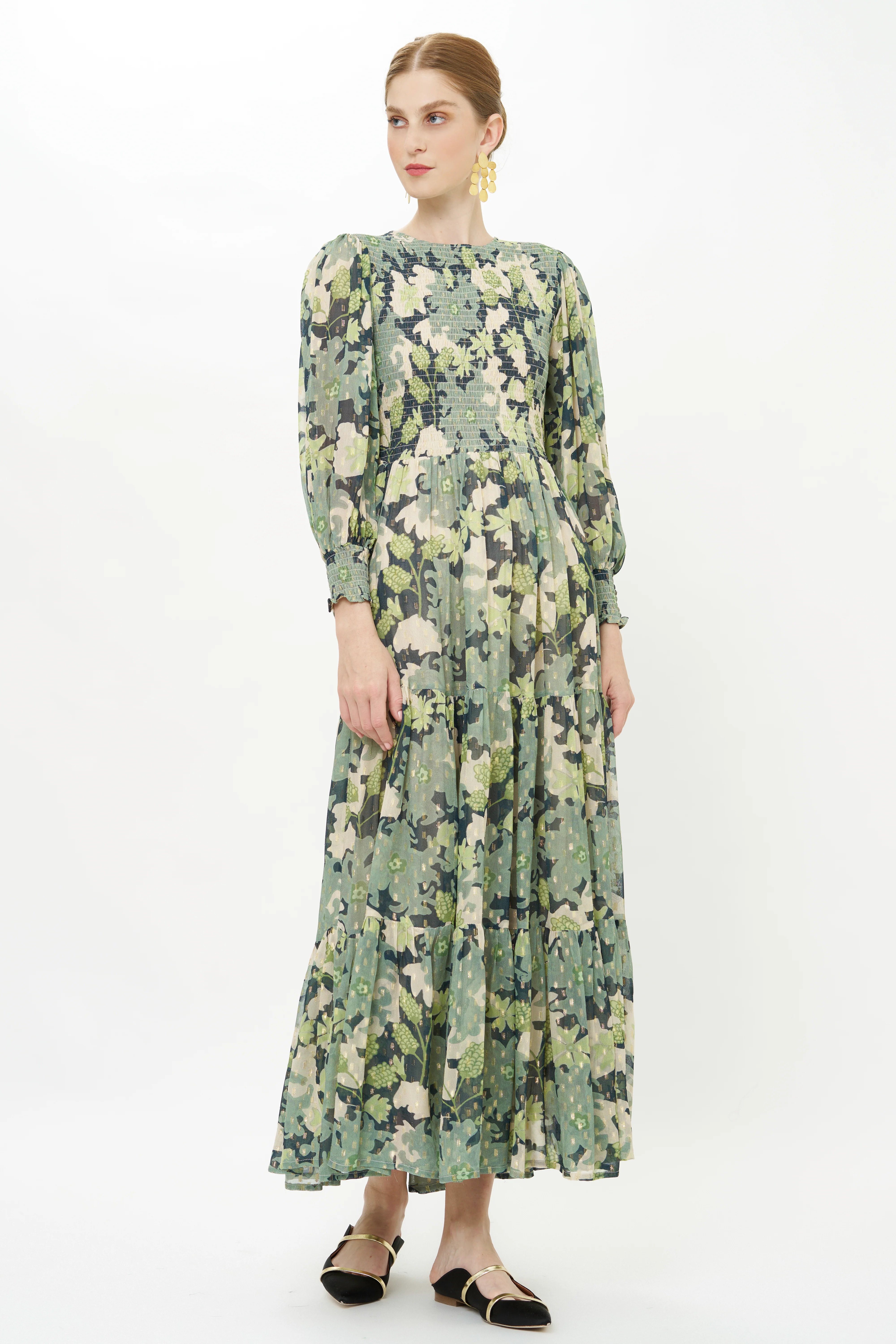 Smocked Top Maxi- Suzani Charcoal - Image 10