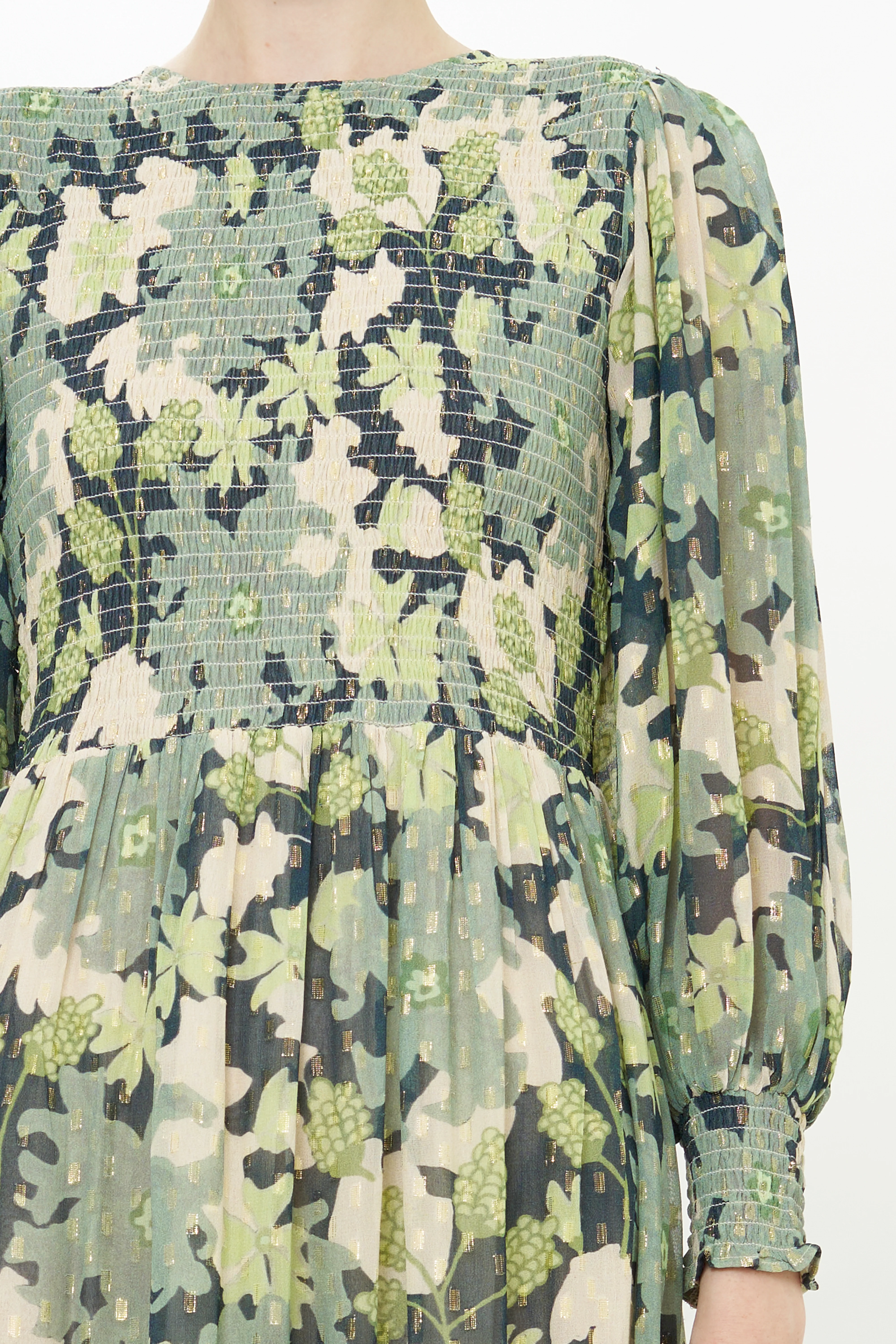 Smocked Top Maxi- Suzani Charcoal - Image 11