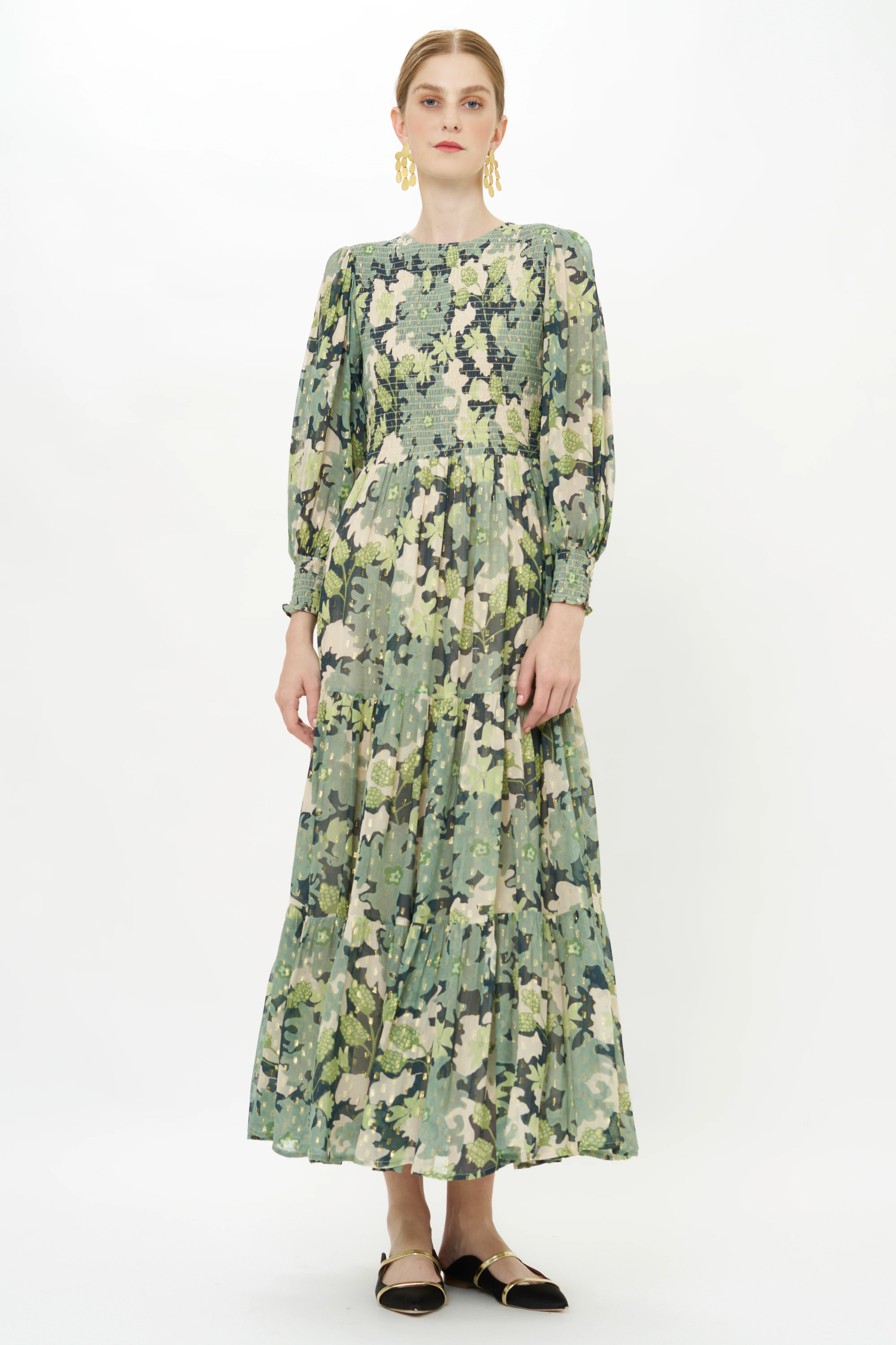 Smocked Top Maxi- Suzani Charcoal - Image 12