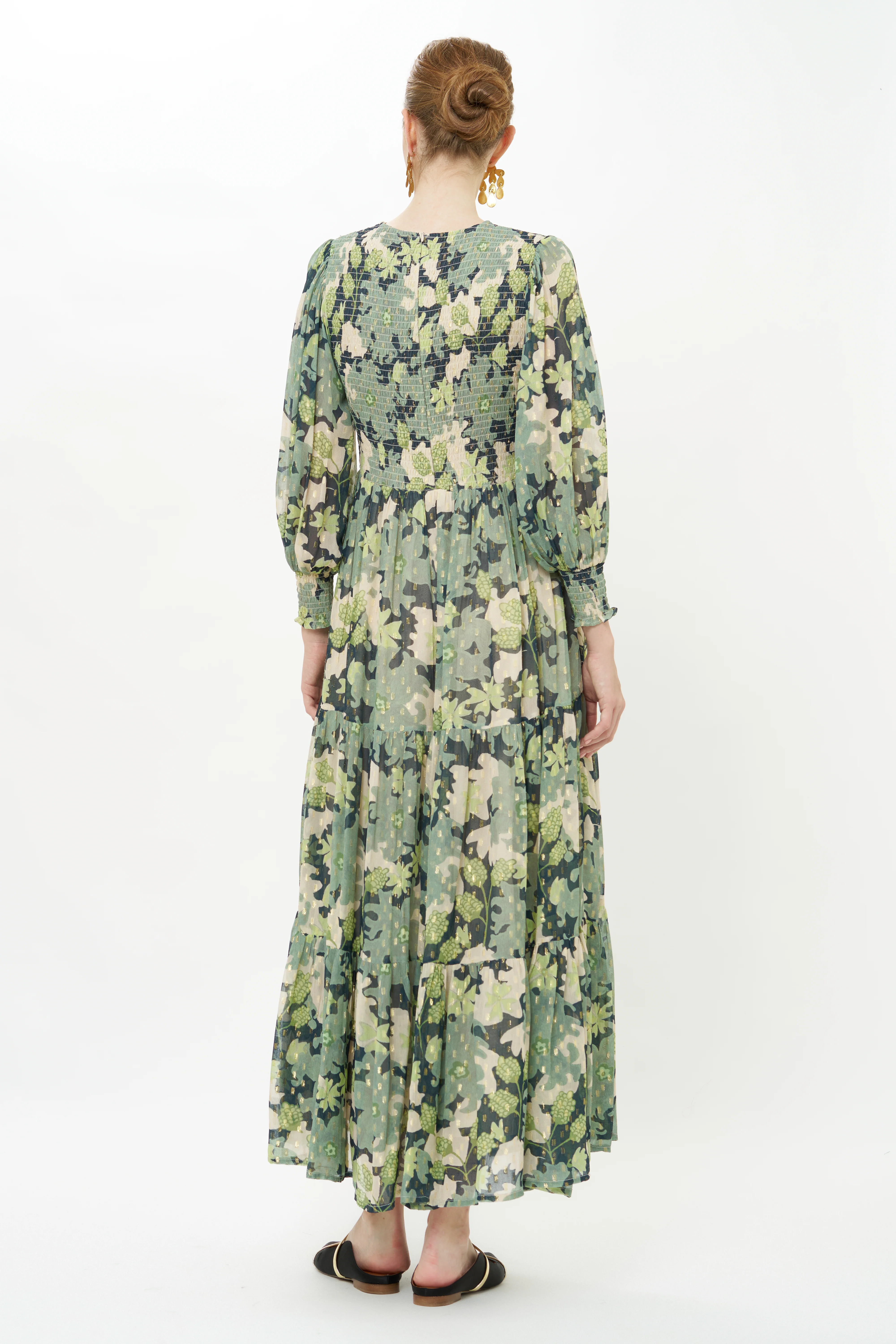 Smocked Top Maxi- Suzani Charcoal - Image 13