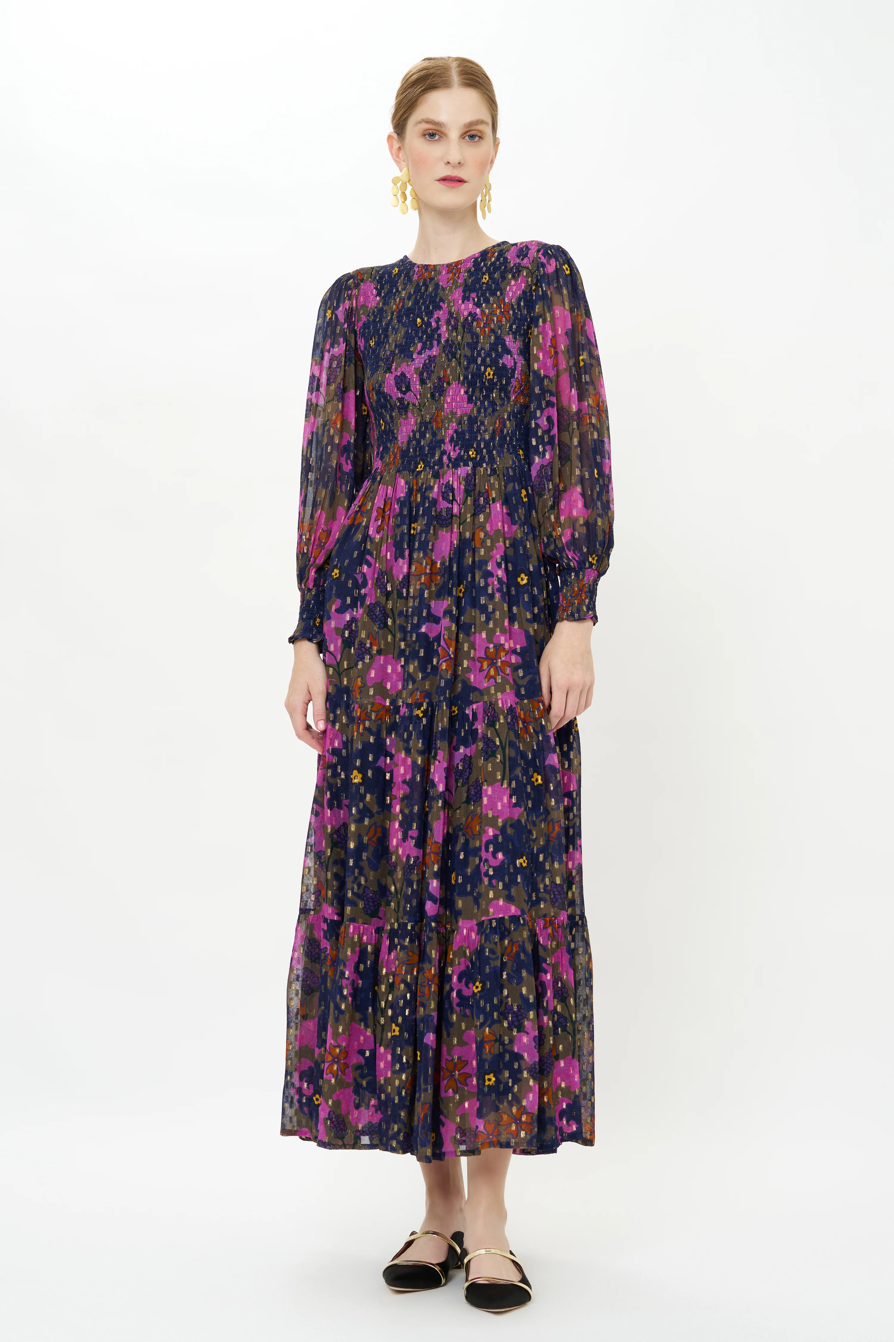 Smocked Top Maxi- Suzani Navy - Image 10