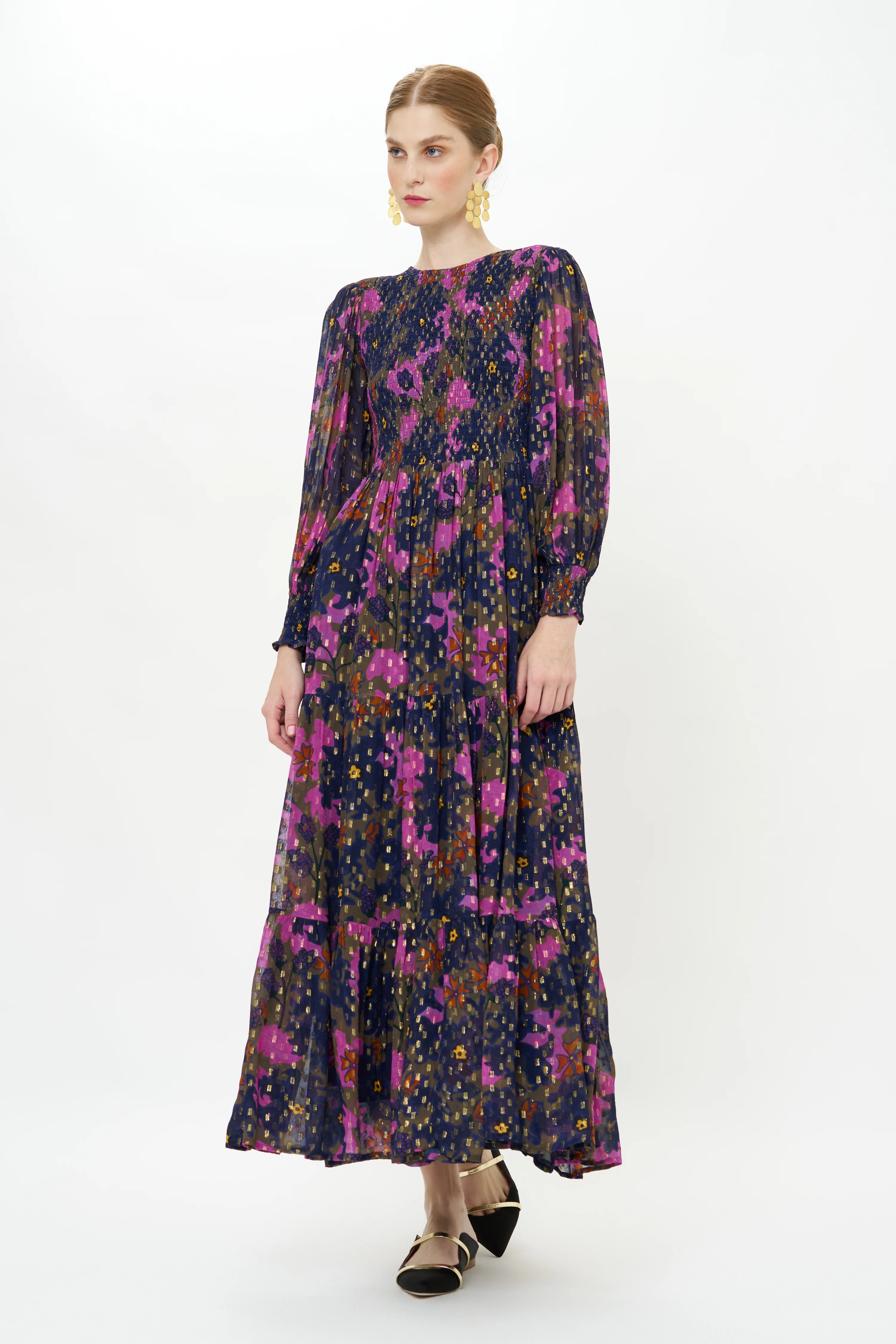 Smocked Top Maxi- Suzani Navy - Image 11