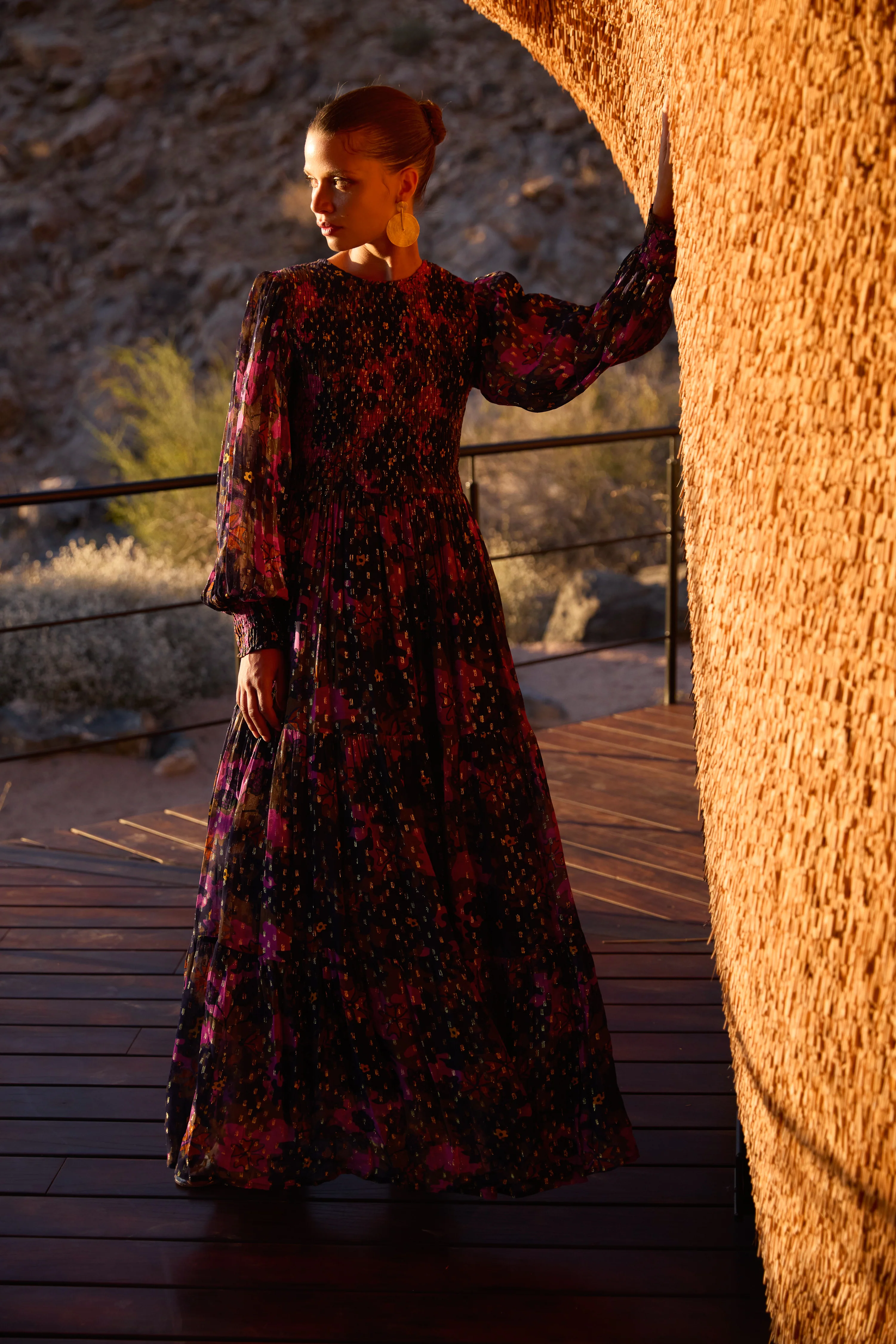 Smocked Top Maxi- Suzani Navy - Image 3