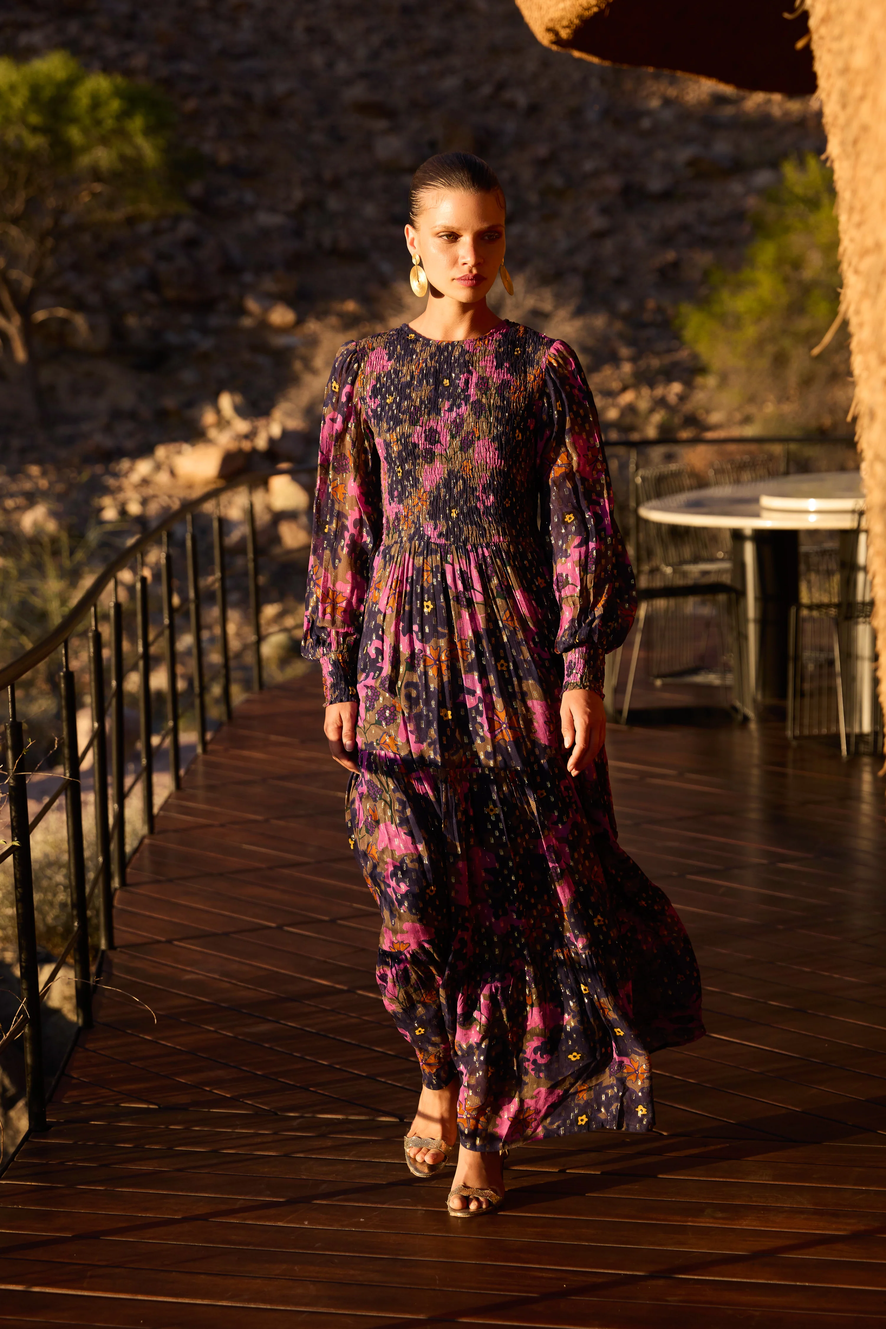 Smocked Top Maxi- Suzani Navy - Image 9
