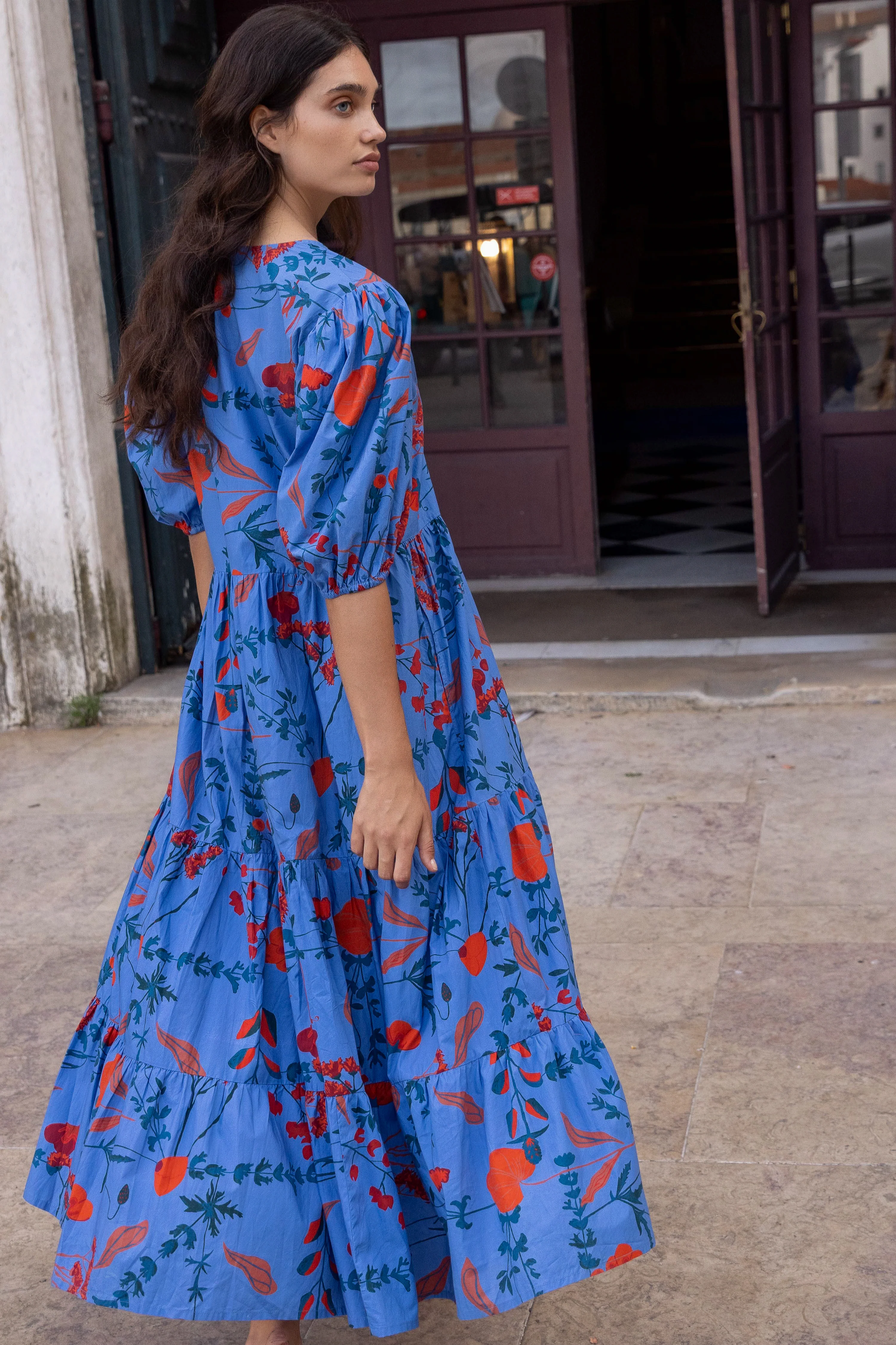 Puff Sleeve Maxi- Bartram Blue - Image 3