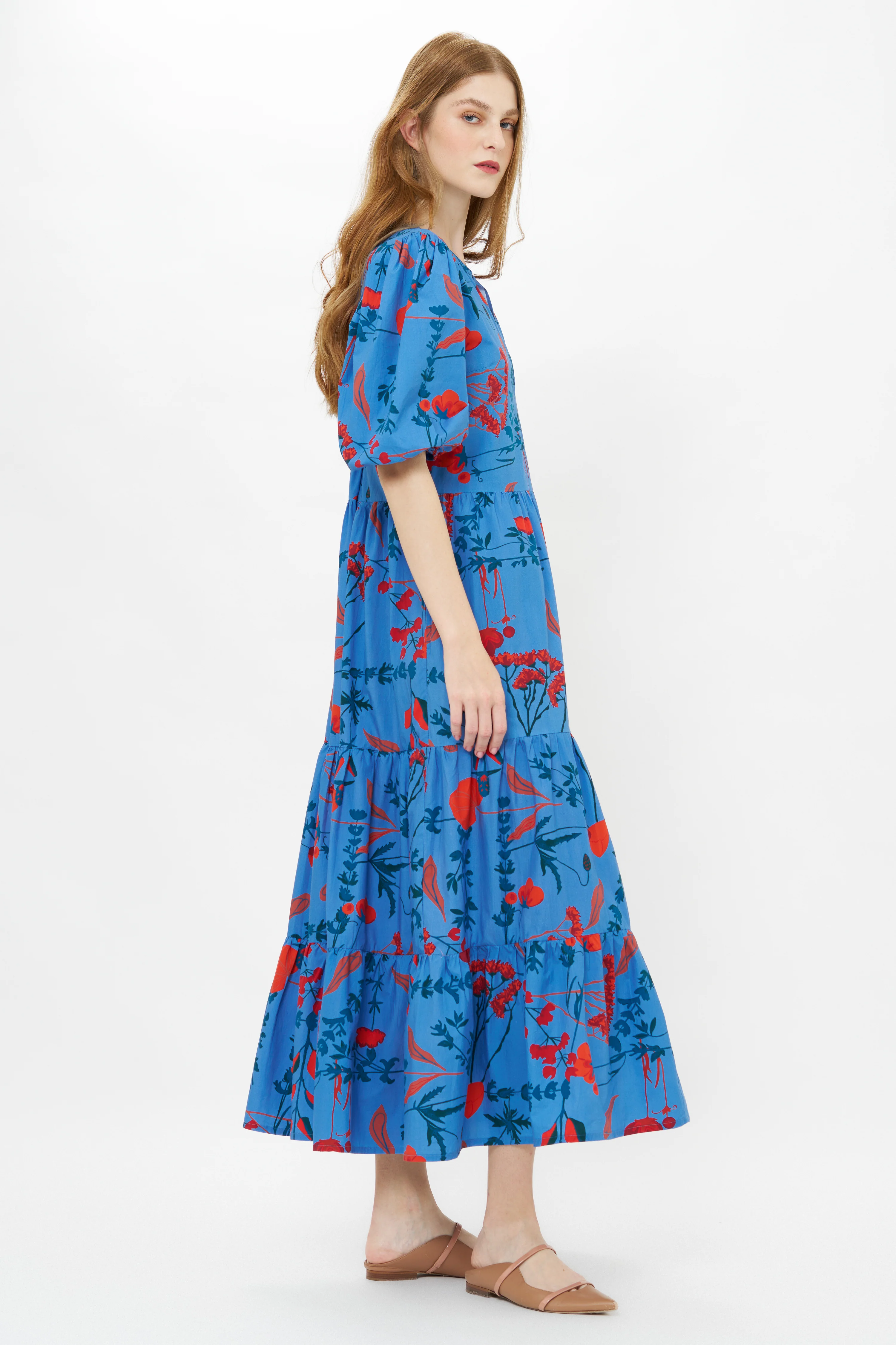 Puff Sleeve Maxi- Bartram Blue - Image 6