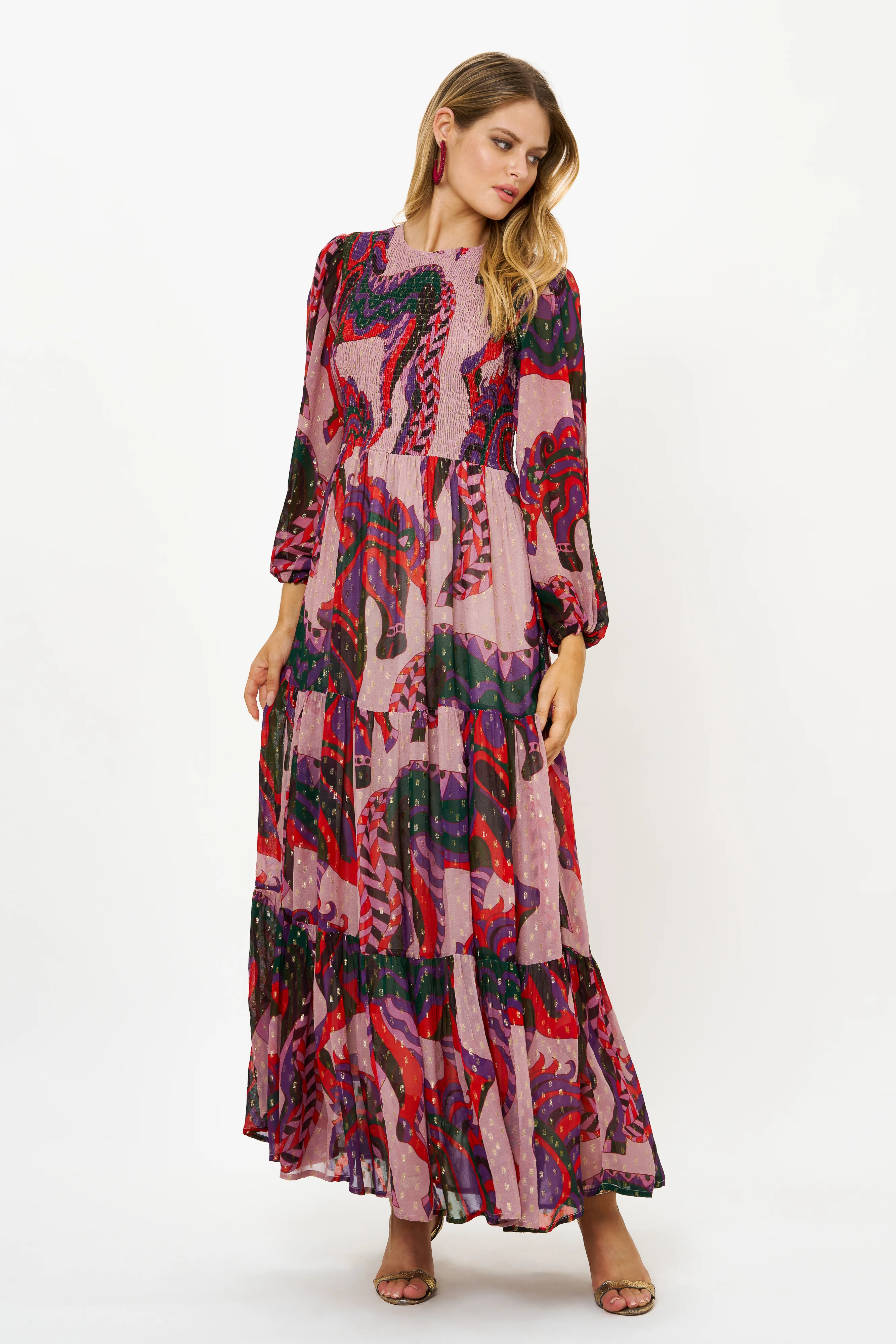 Smocked Top Maxi- Arabia Crimson - Image 2