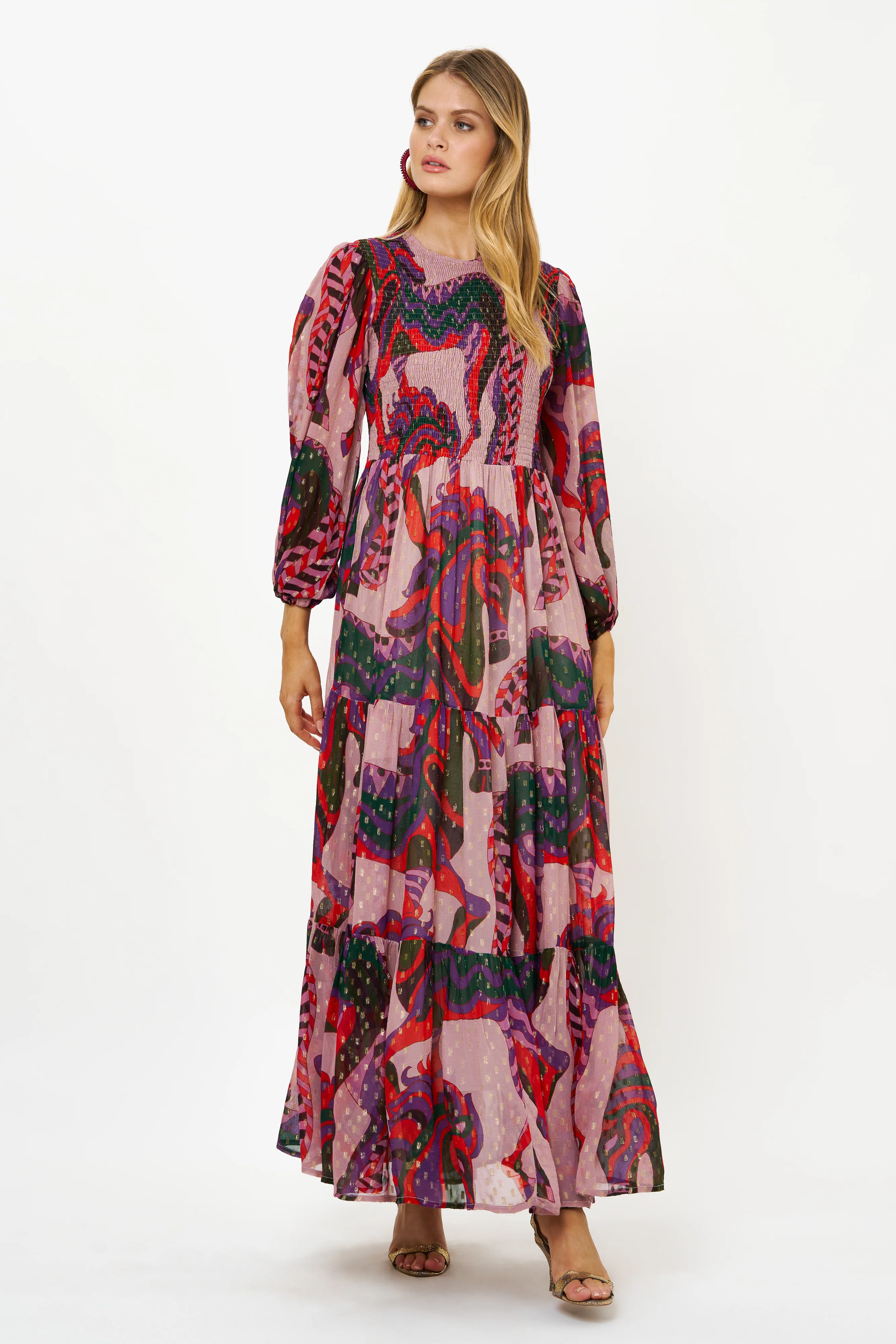 Smocked Top Maxi- Arabia Crimson - Image 3