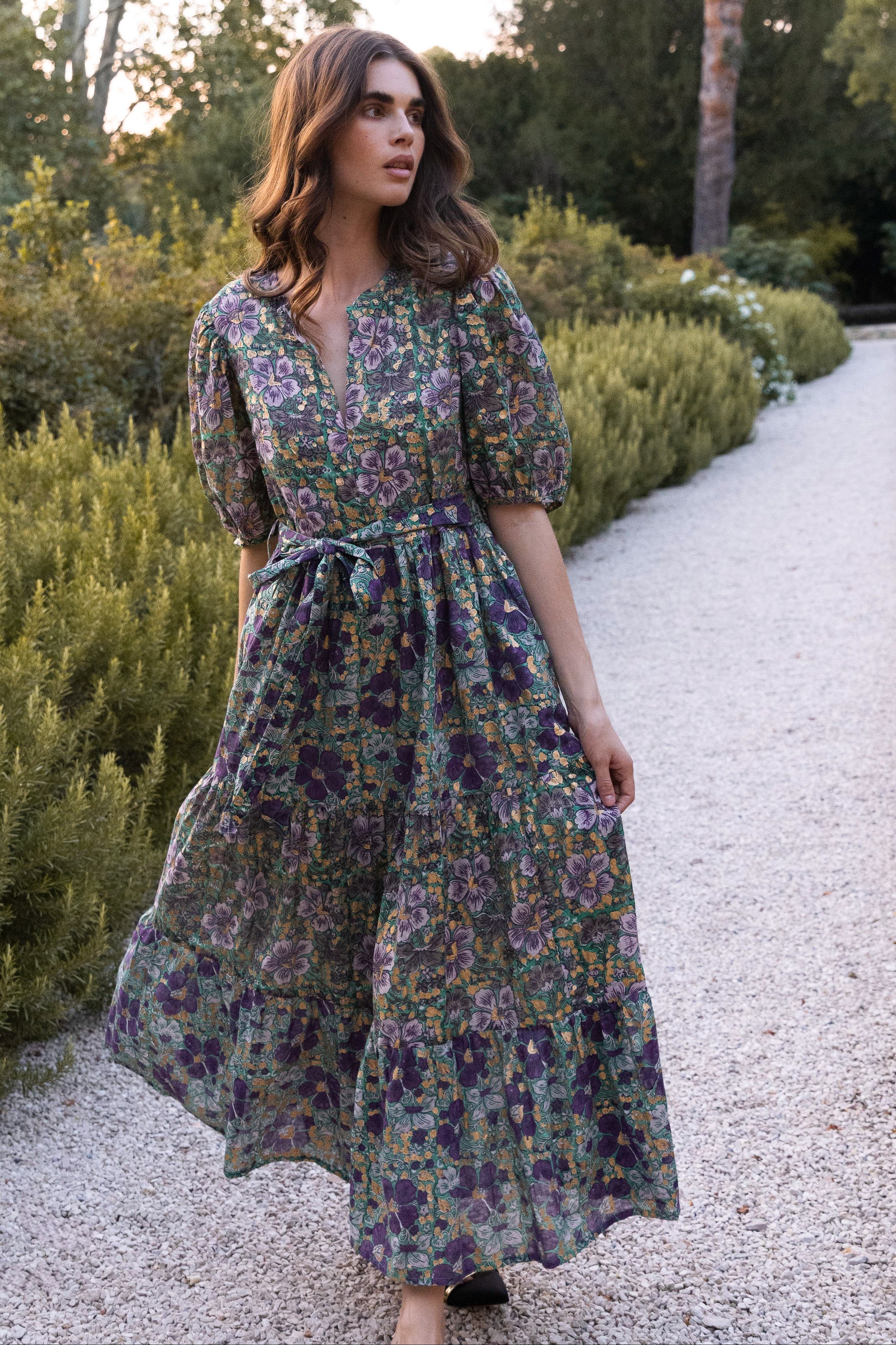 Puff Sleeve Maxi- Matera Green - Image 3