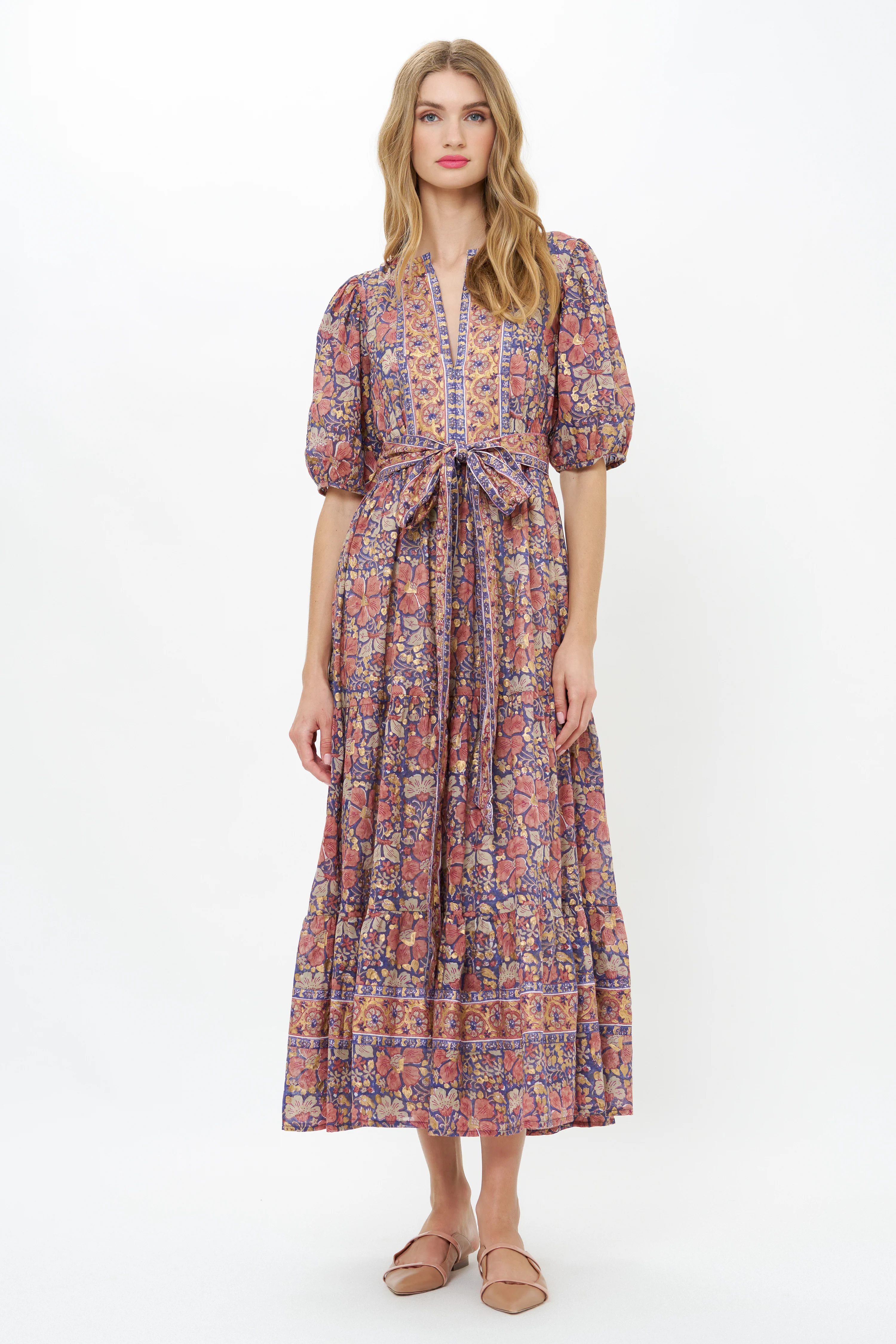 Puff Sleeve Maxi- Matera Navy - Image 5