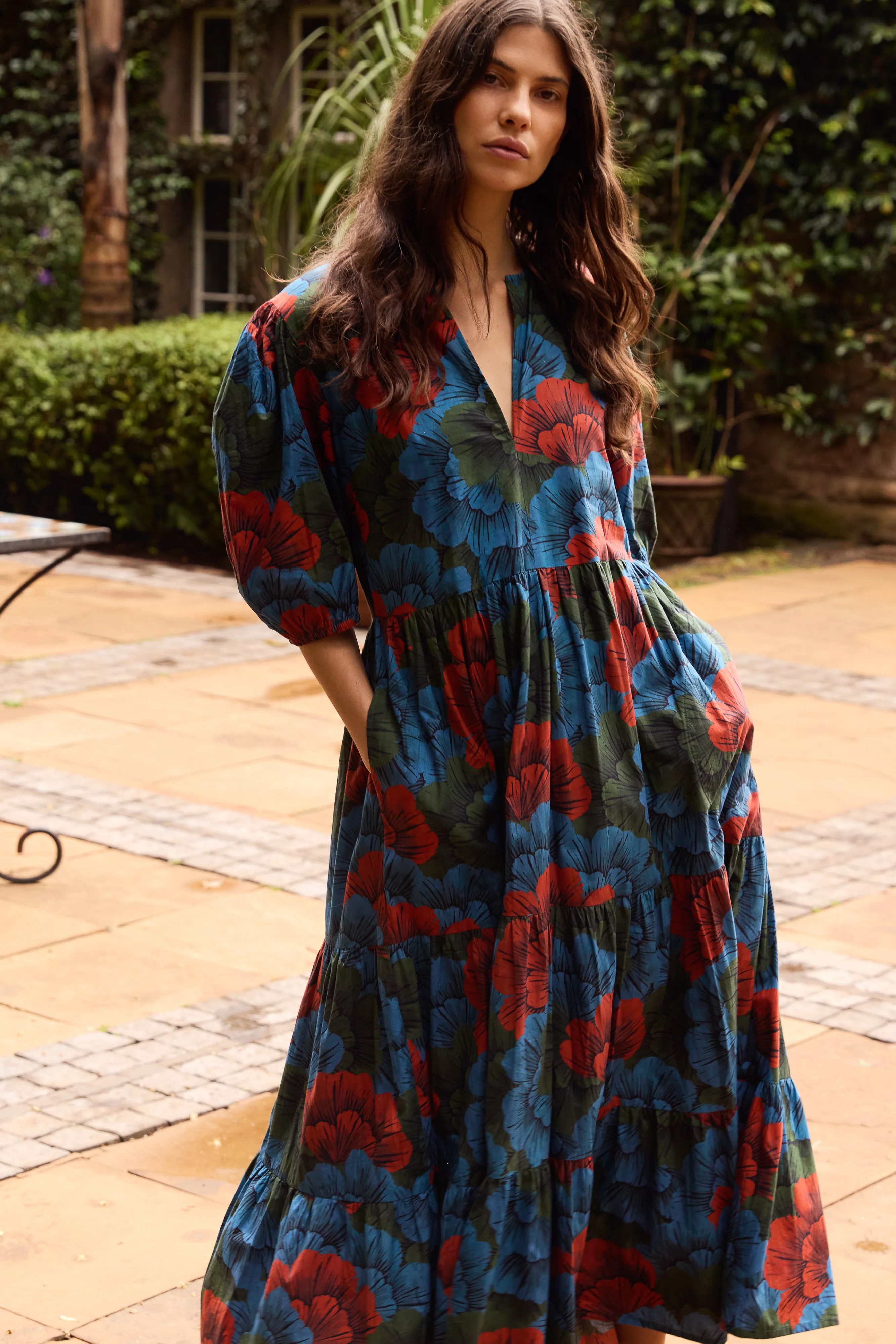 Puff Sleeve Maxi- Madrid Blue - Image 4