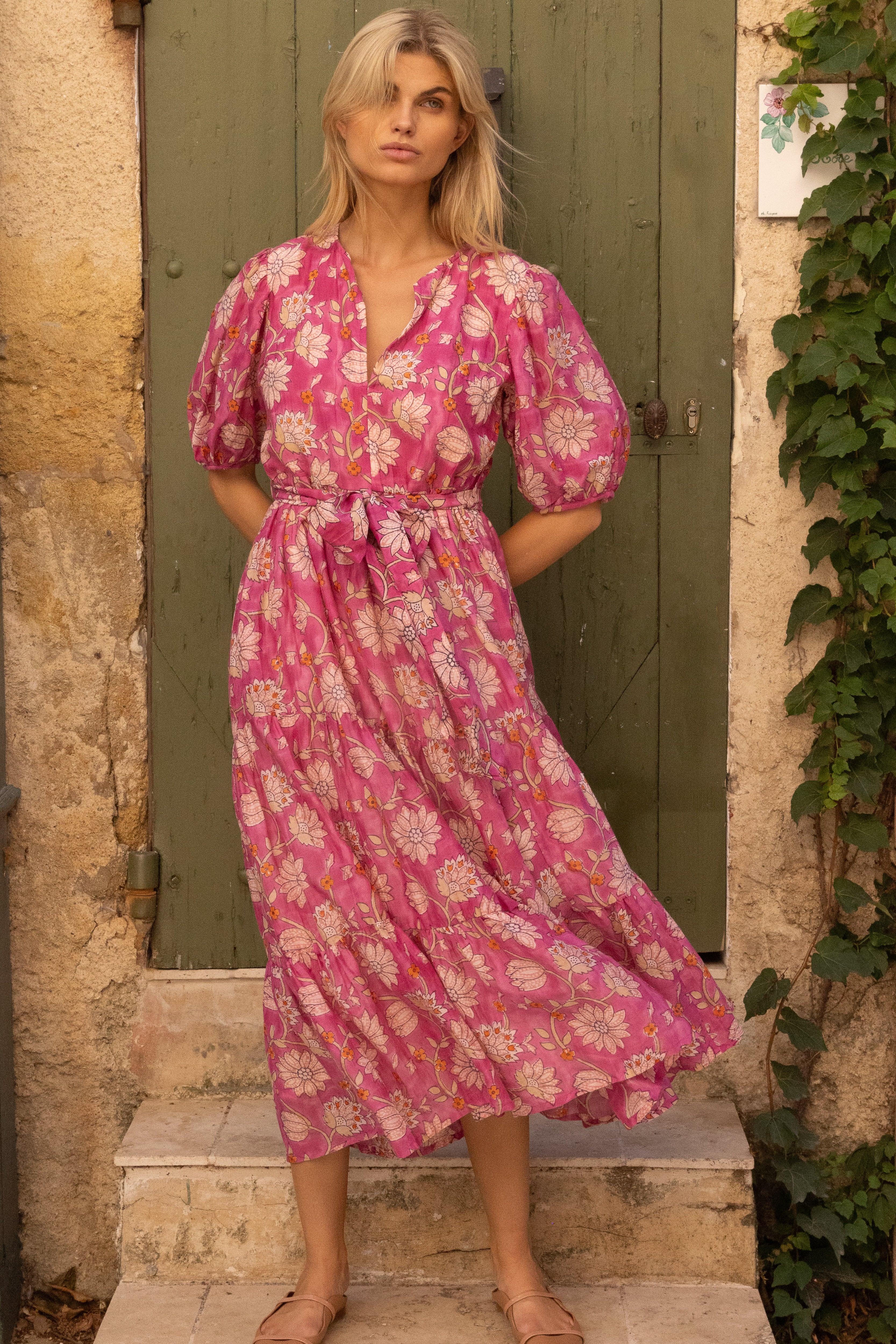 Puff Sleeve Maxi- Presidio Magenta - Image 3