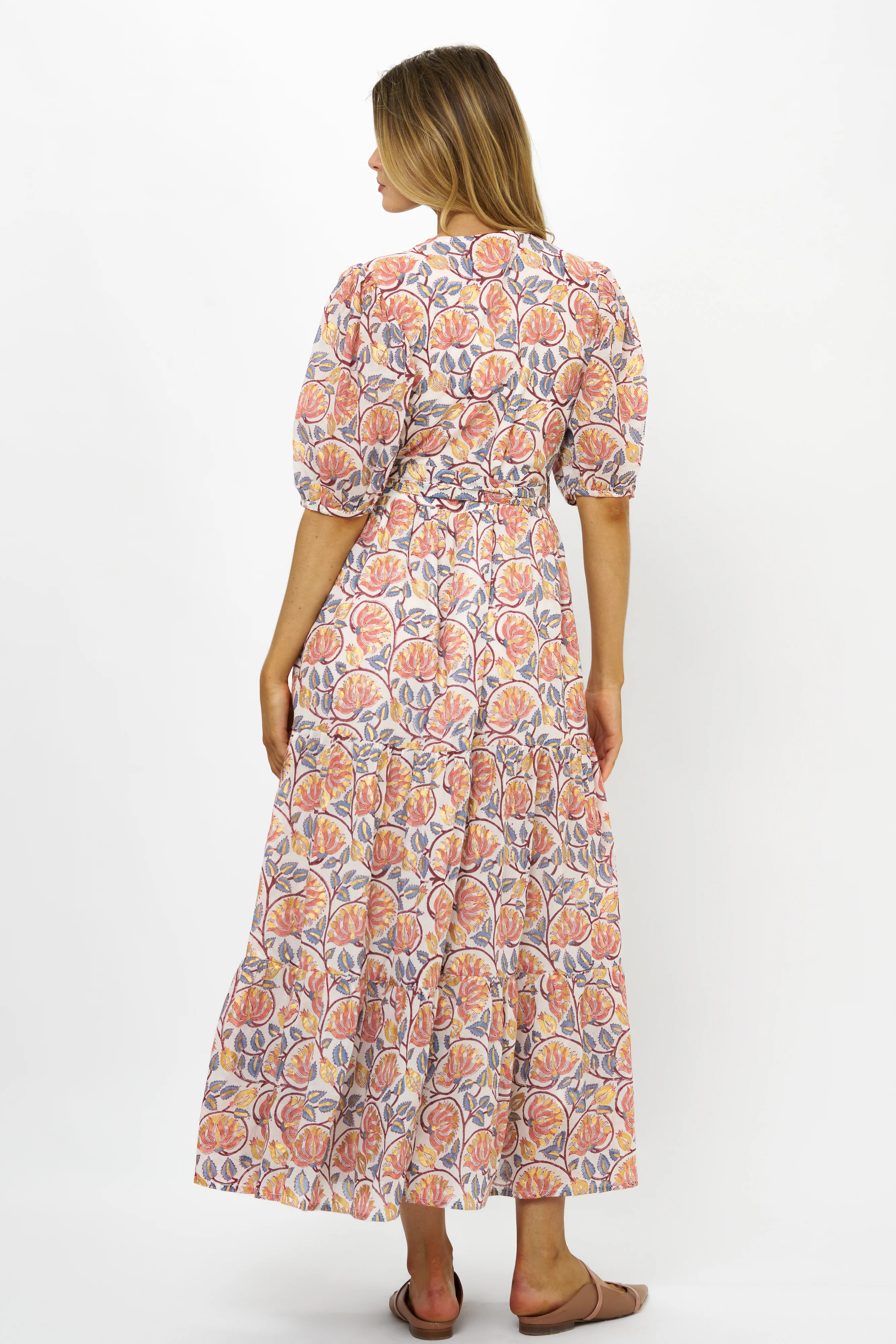 Puff Sleeve Maxi- Montenegro Coral - Image 10