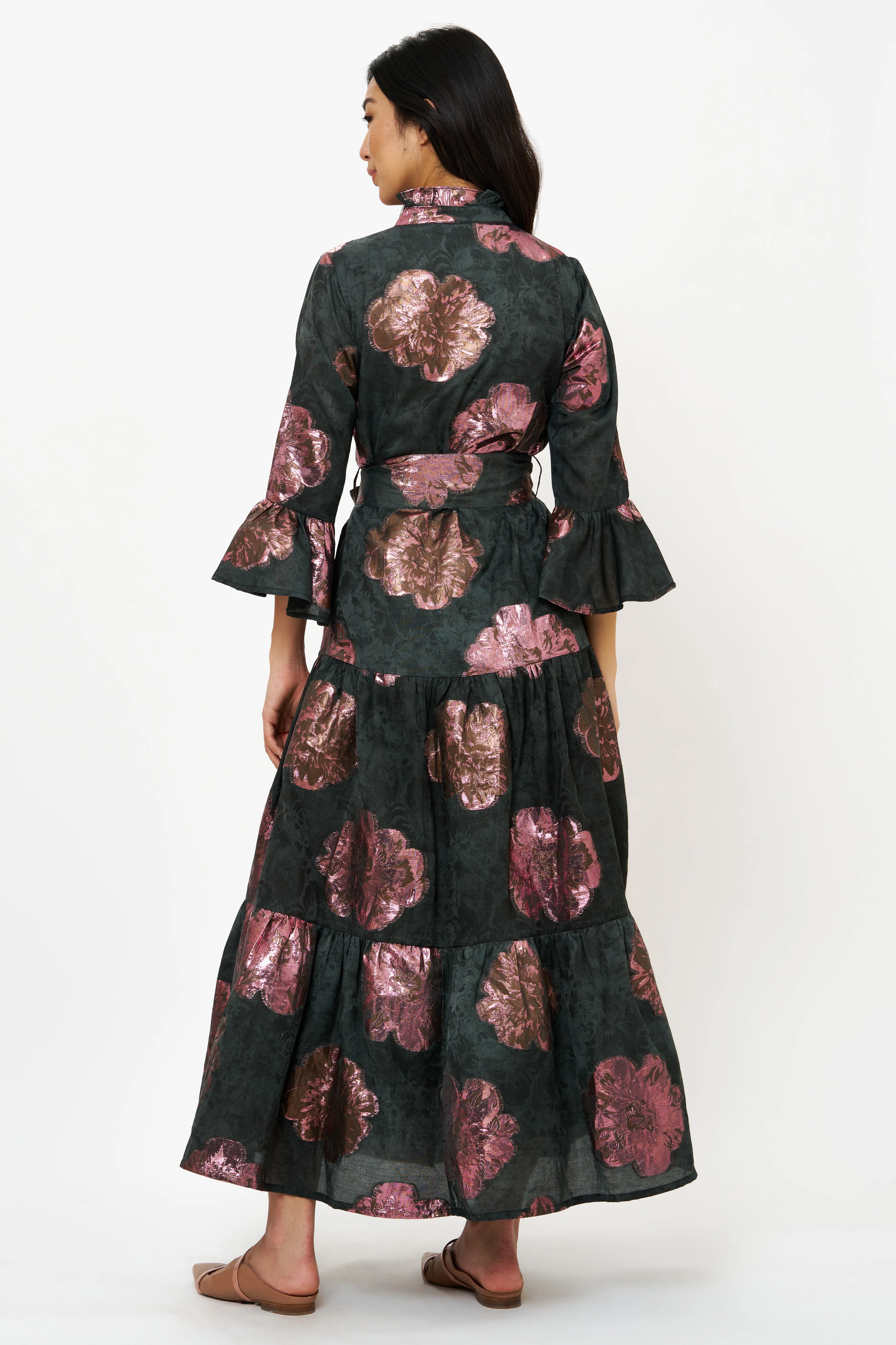 Ruffle Collar Bell Maxi- Rosa Black - Image 10
