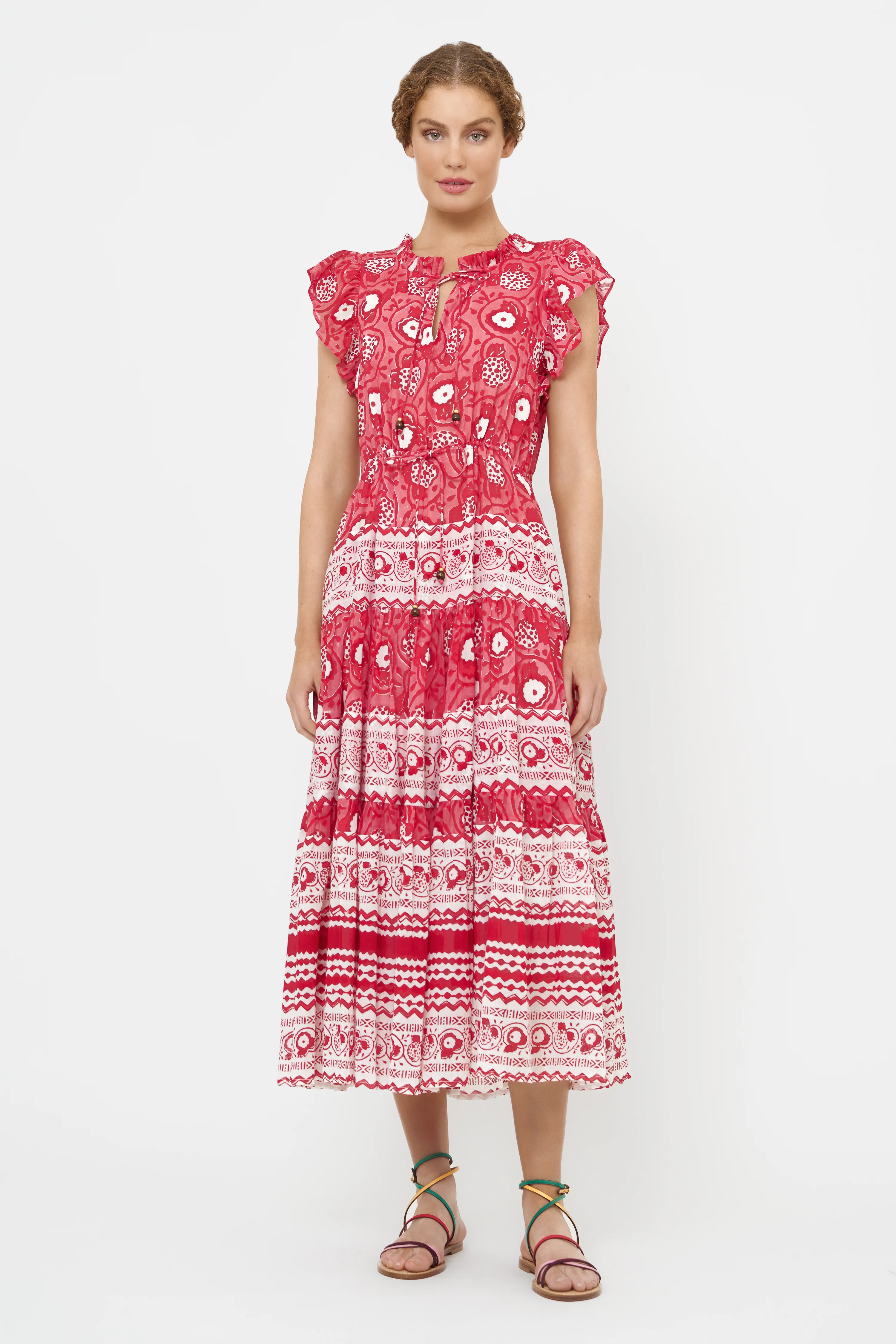Cinched Flirty Midi- Ambrosia Red - Image 3