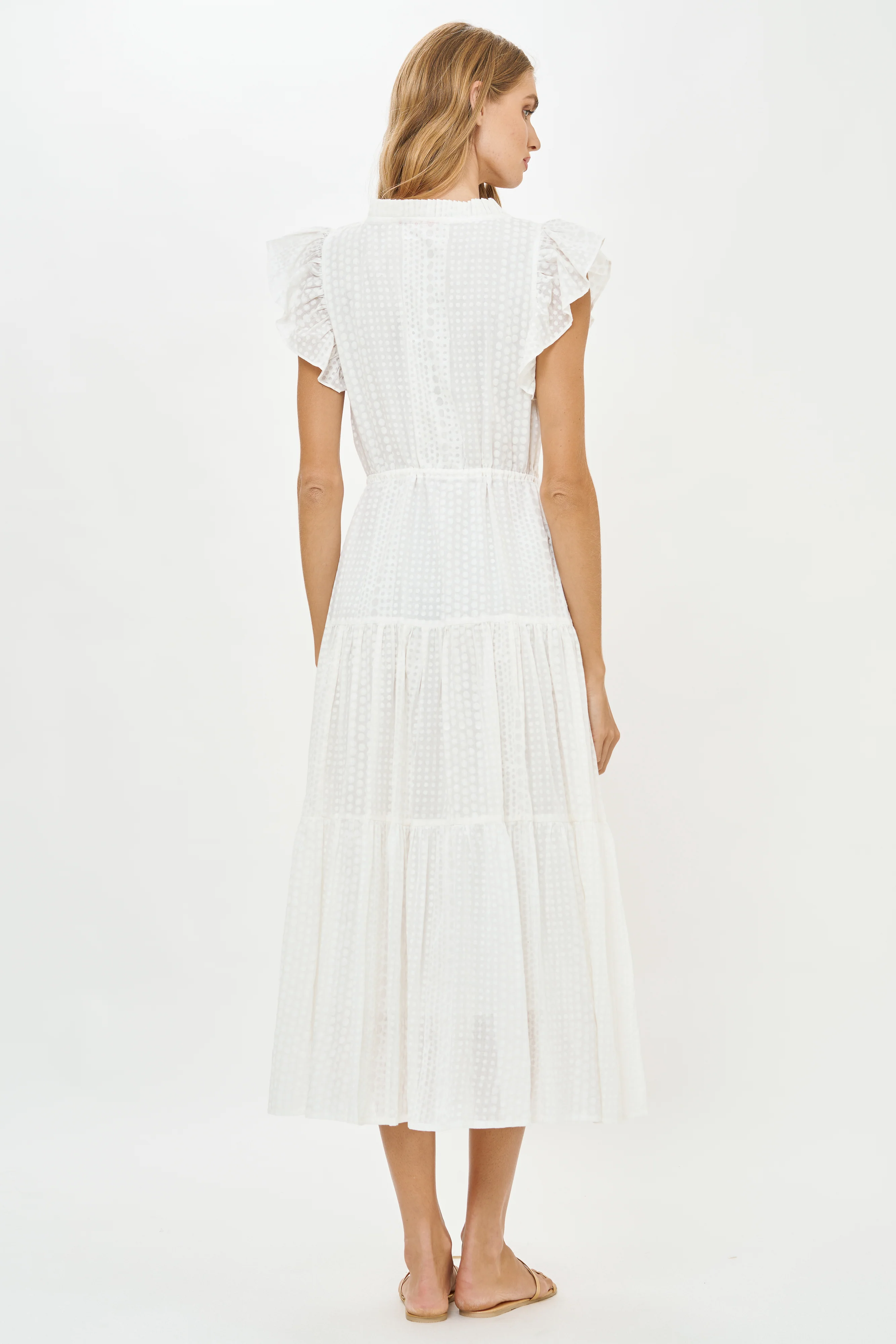 Cinched Flirty Midi- Domino White - Image 9