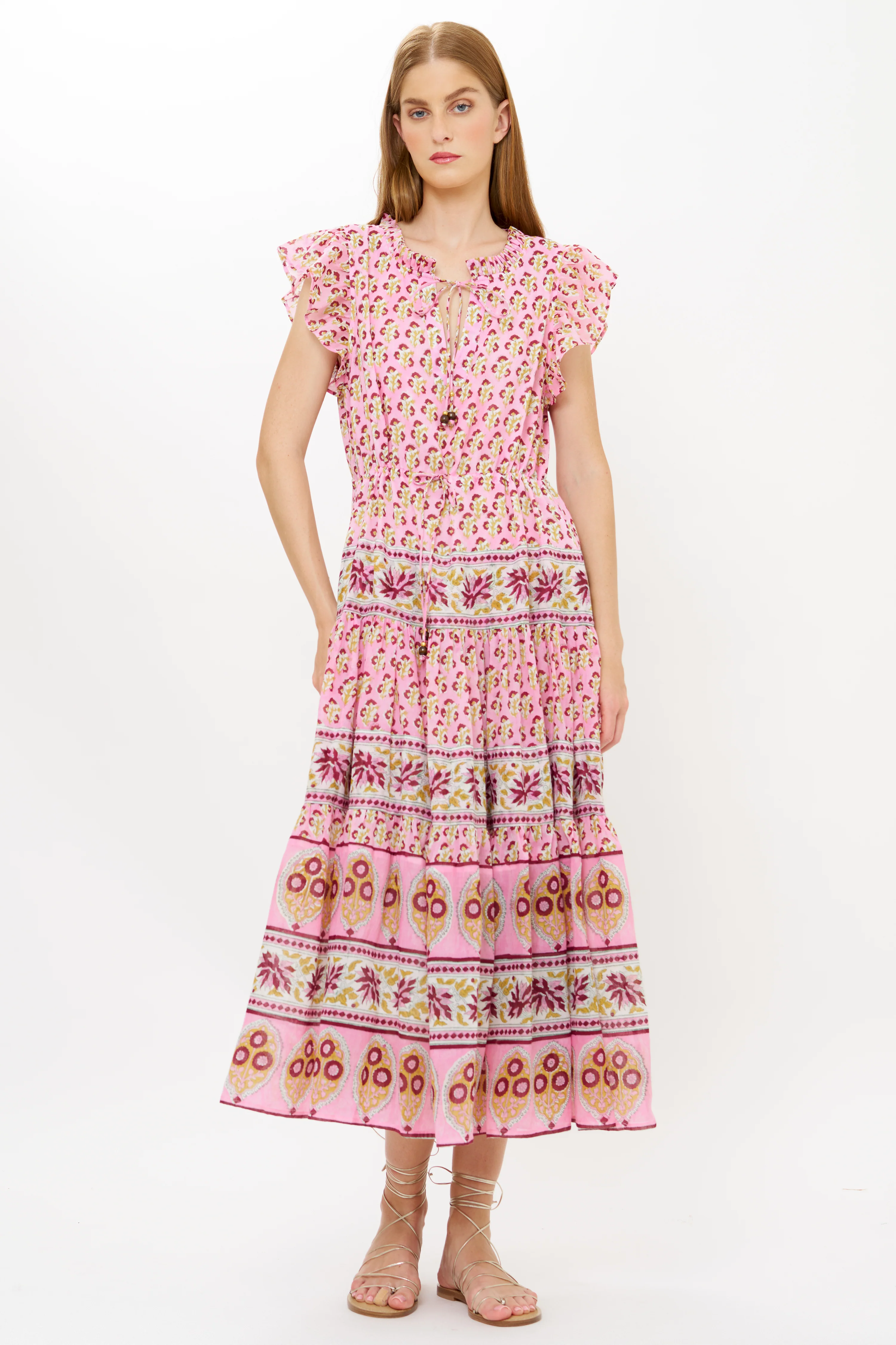 Cinched Flirty Midi- Riad Rhubarb - Image 6