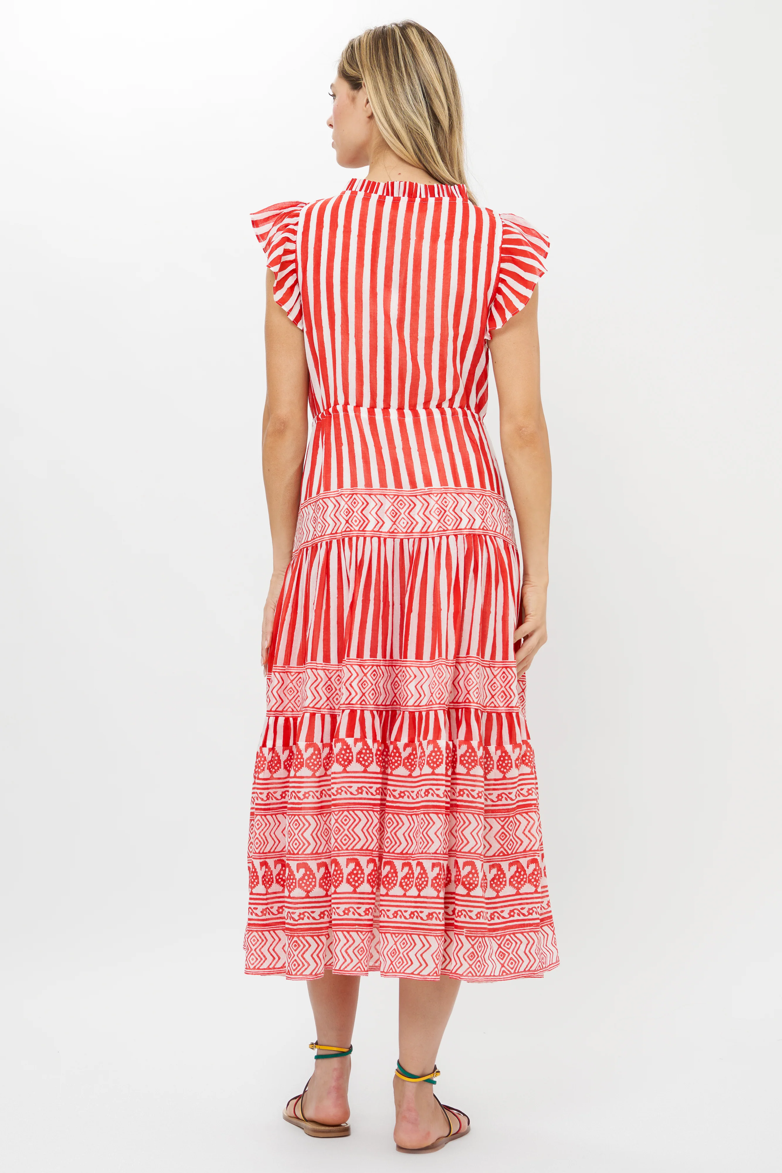 Cinched Flirty Midi- Santorini Red - Image 6