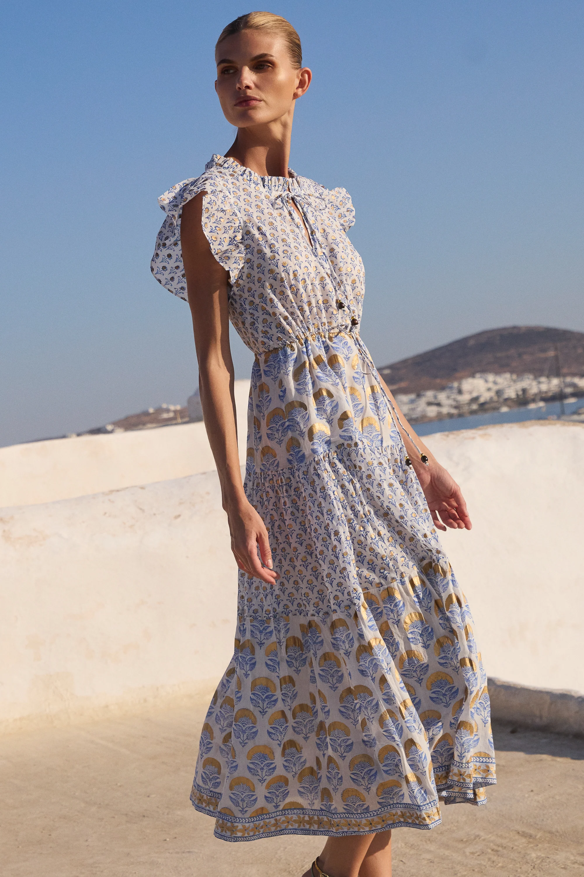 Cinched Flirty Midi- Arbor Blue - Image 2