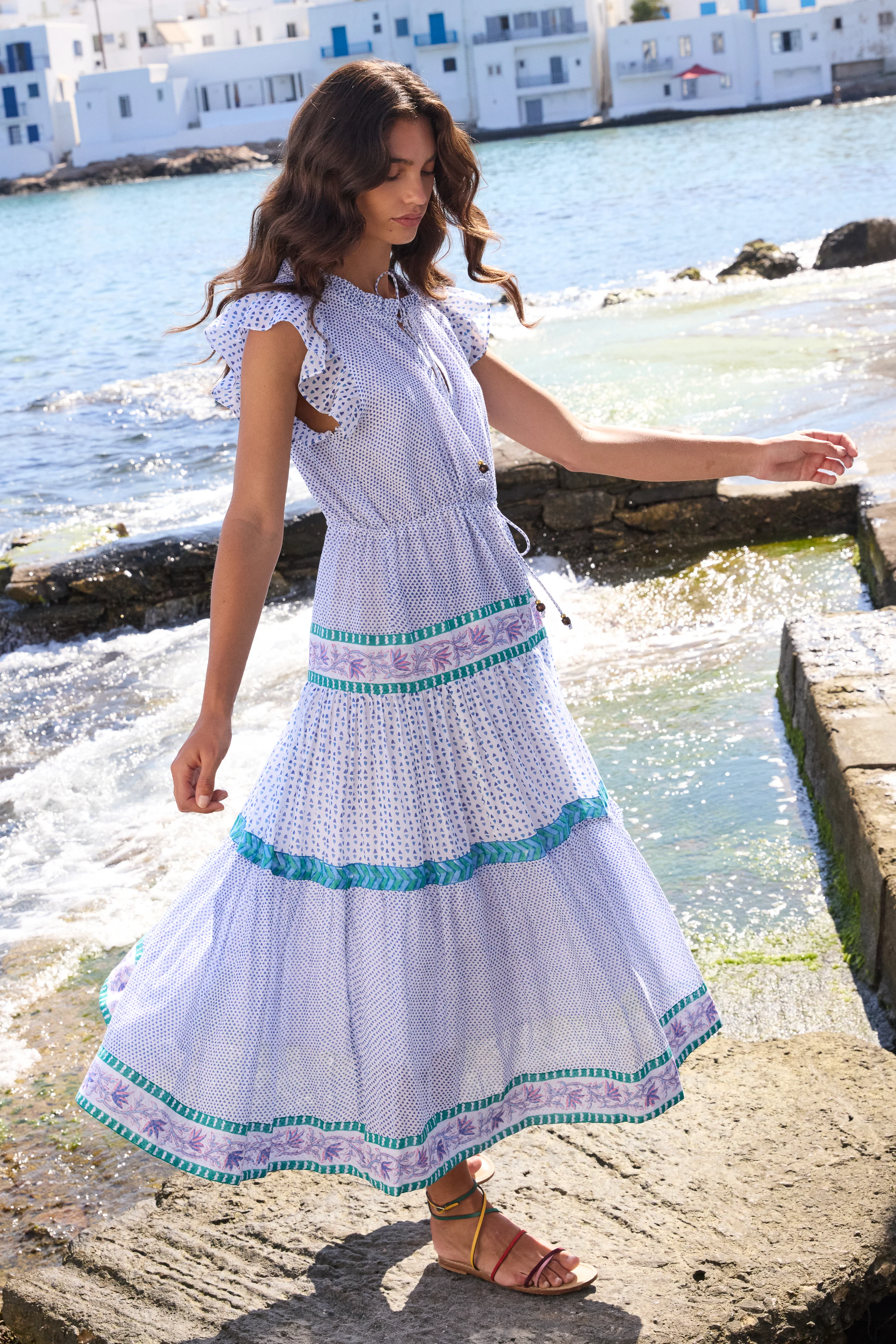 Cinched Flirty Midi- Capri Blue - Image 2