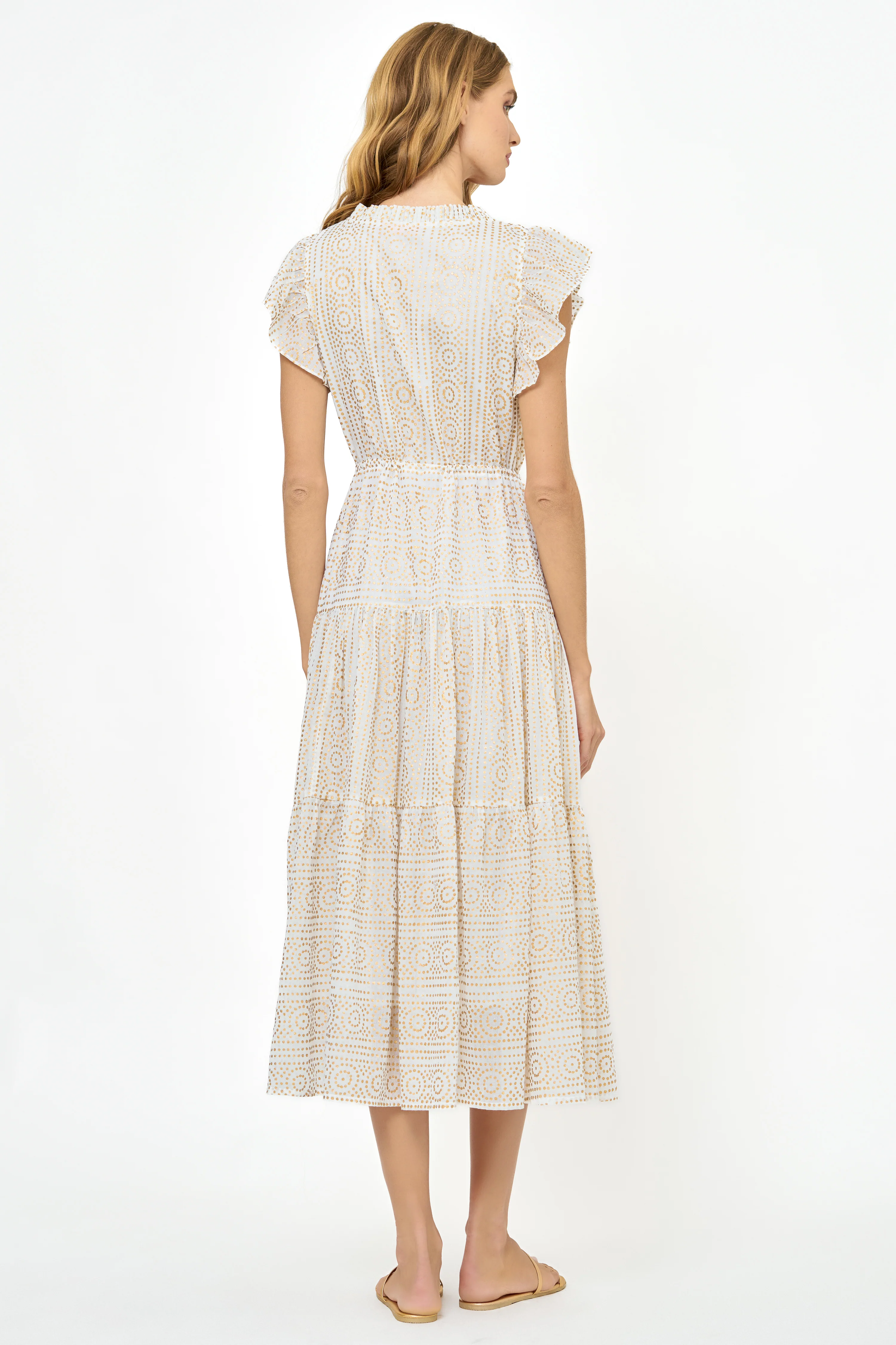 Cinched Flirty Midi- Helene Cream Gold - Image 10