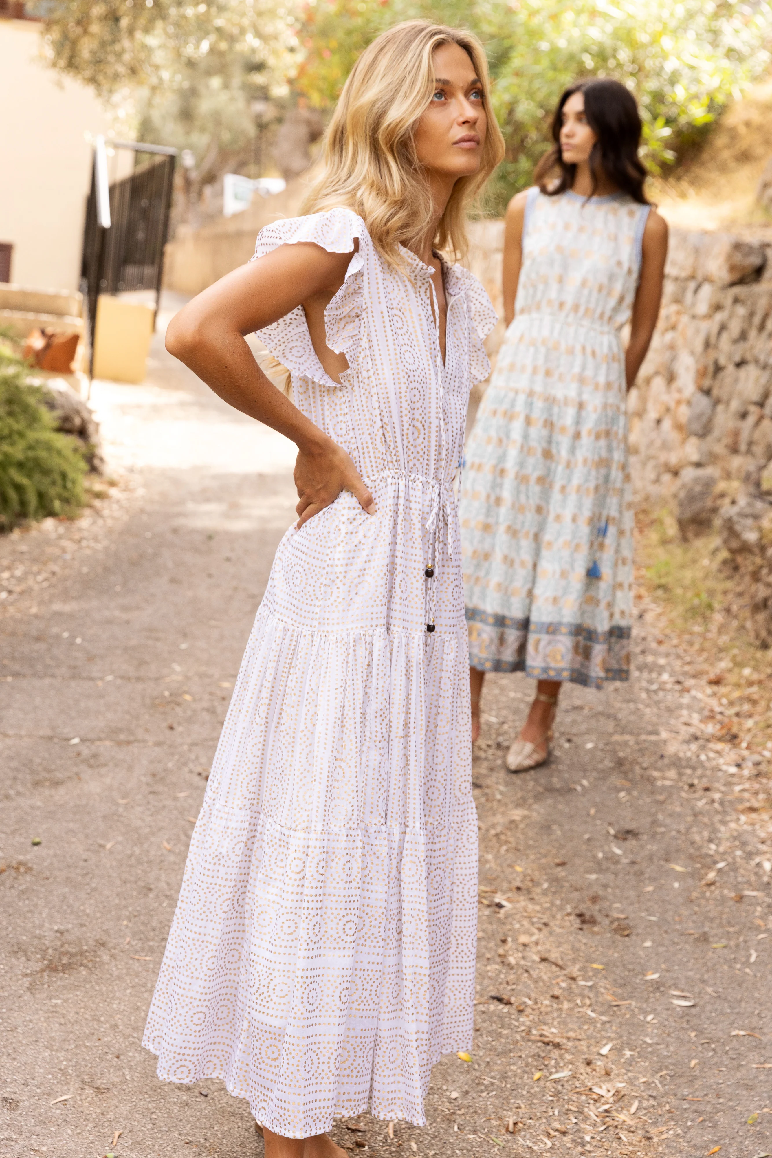 Cinched Flirty Midi- Helene Cream Gold - Image 5