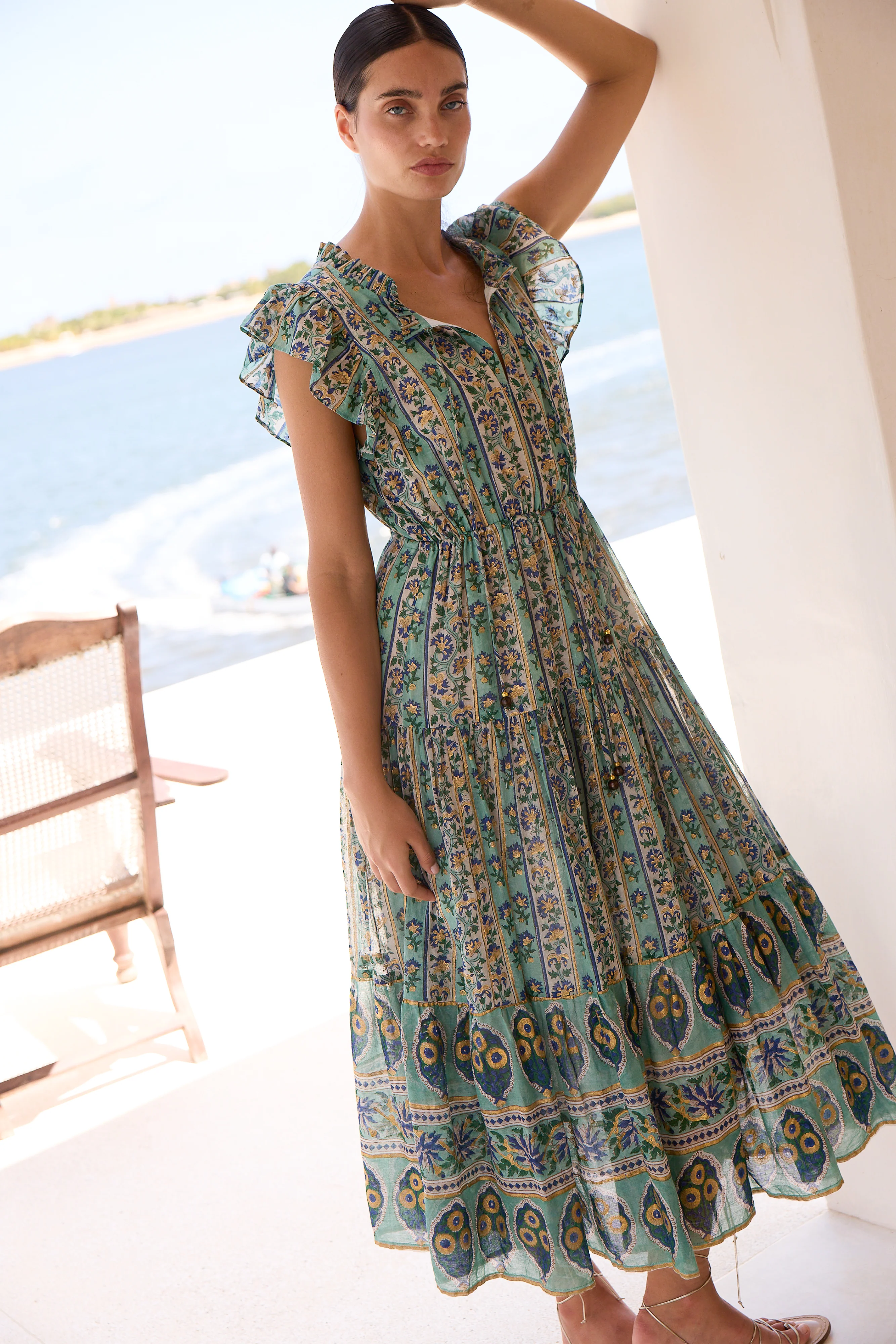 Cinched Flirty Midi- Taj Aqua - Image 2