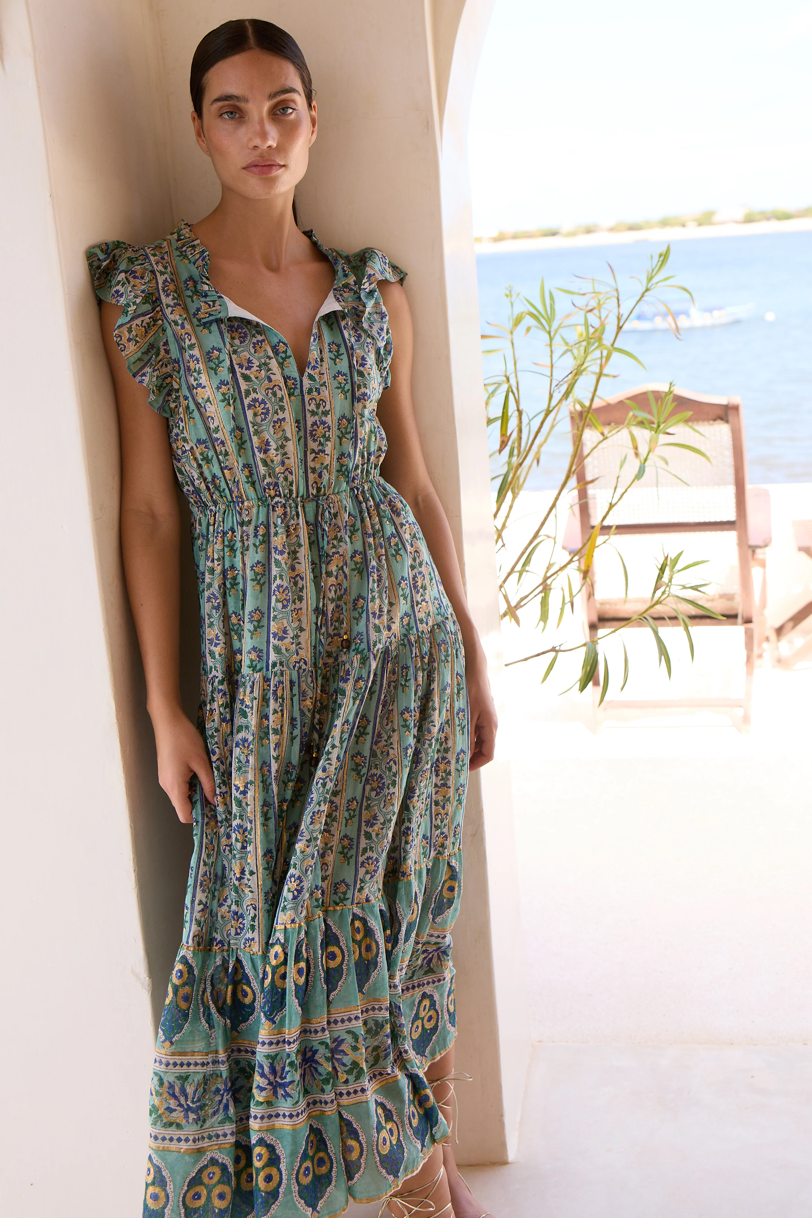Cinched Flirty Midi- Taj Aqua - Image 5