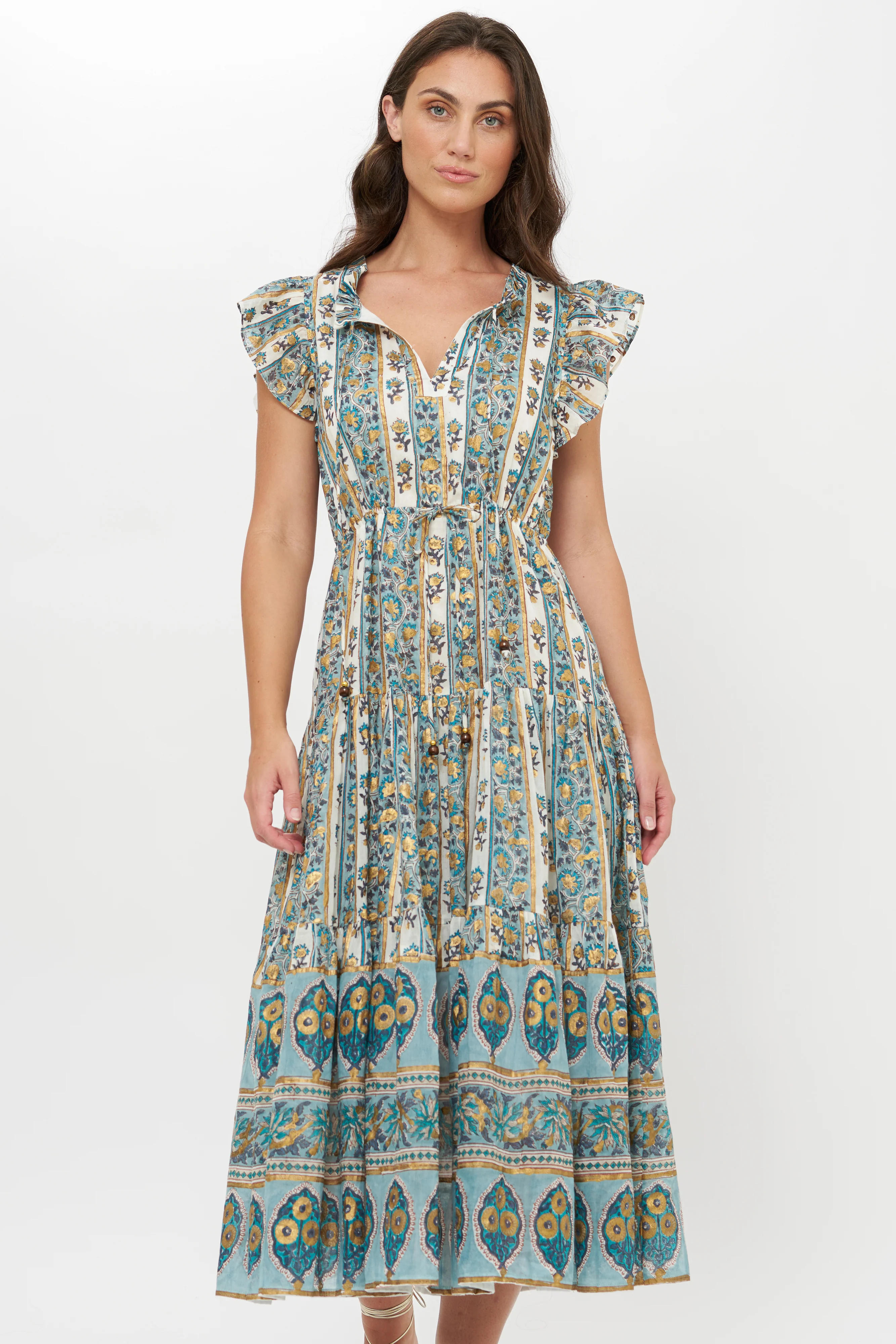 Cinched Flirty Midi- Taj Blue - Image 11