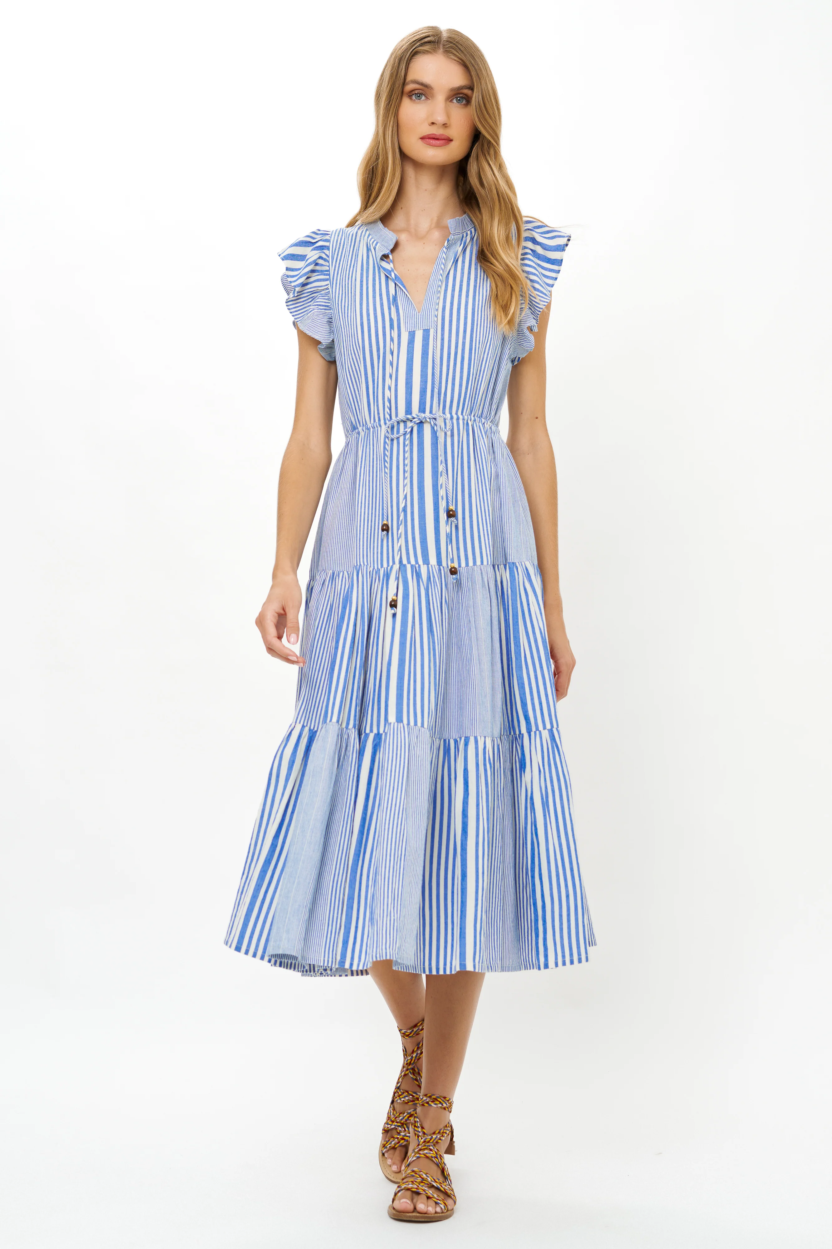 Cinched Flirty Midi- Henley Blue - Image 7
