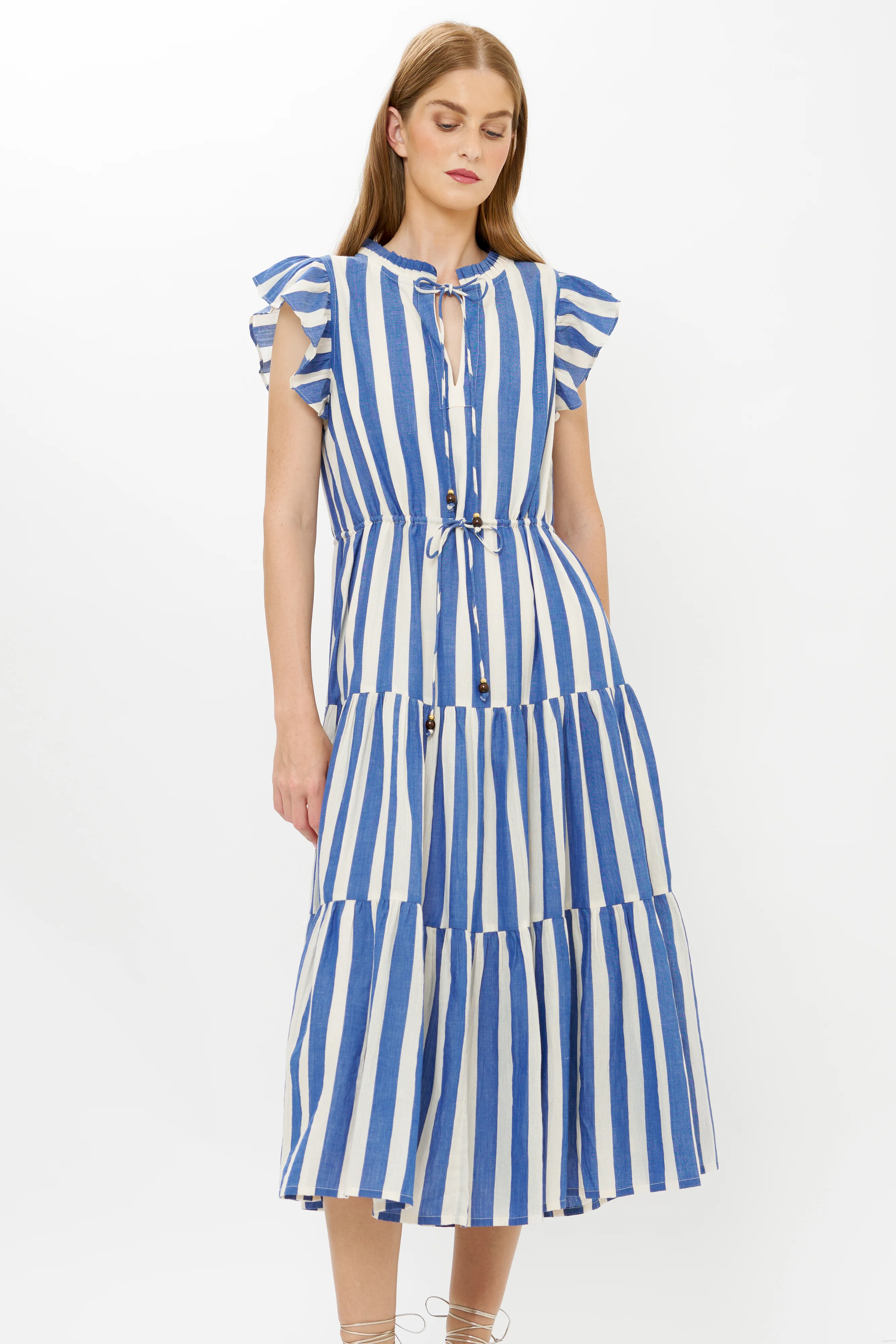 Cinched Flirty Midi- Solana Blue - Image 8