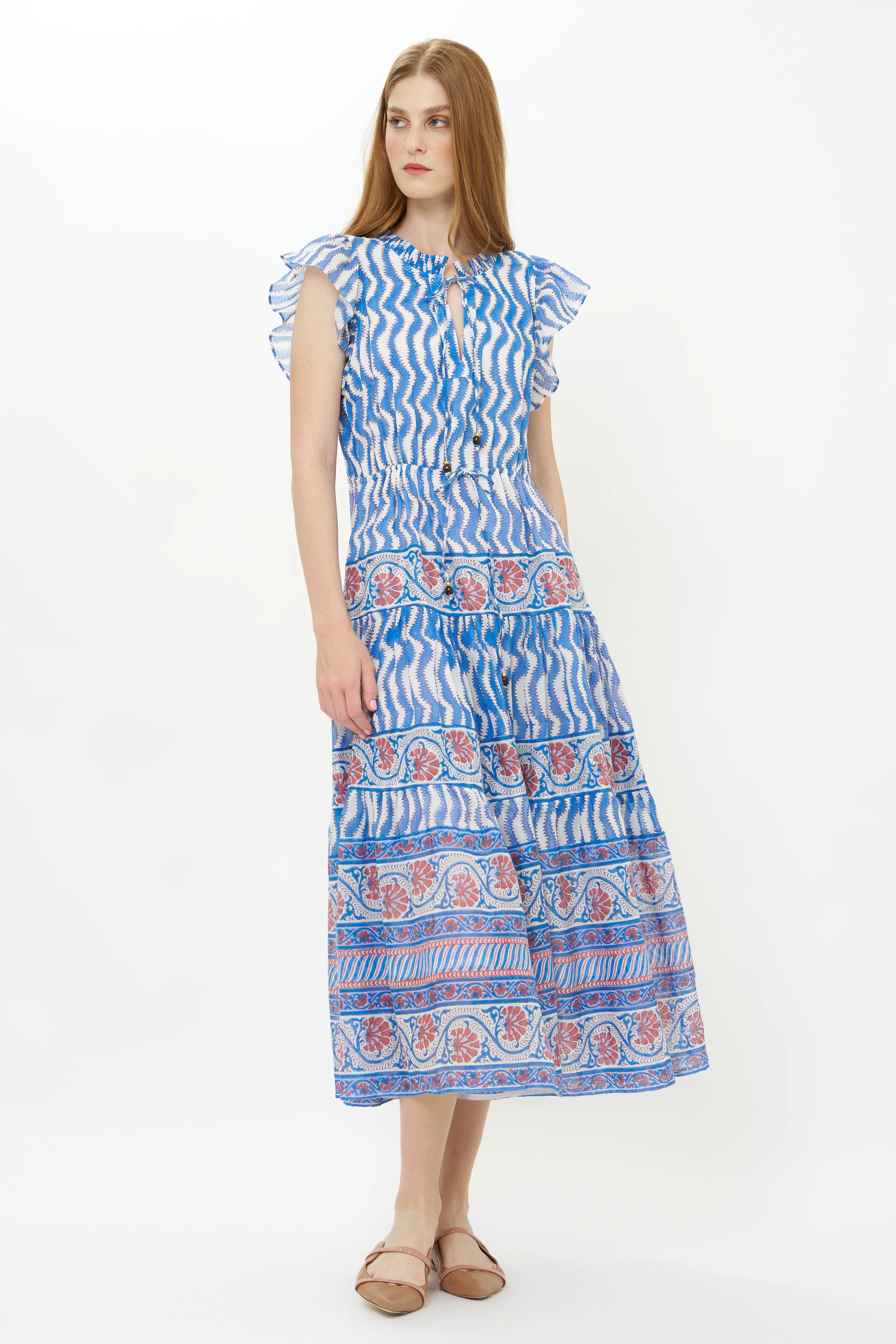 Cinched Flirty Midi- Sierra Blue - Image 3