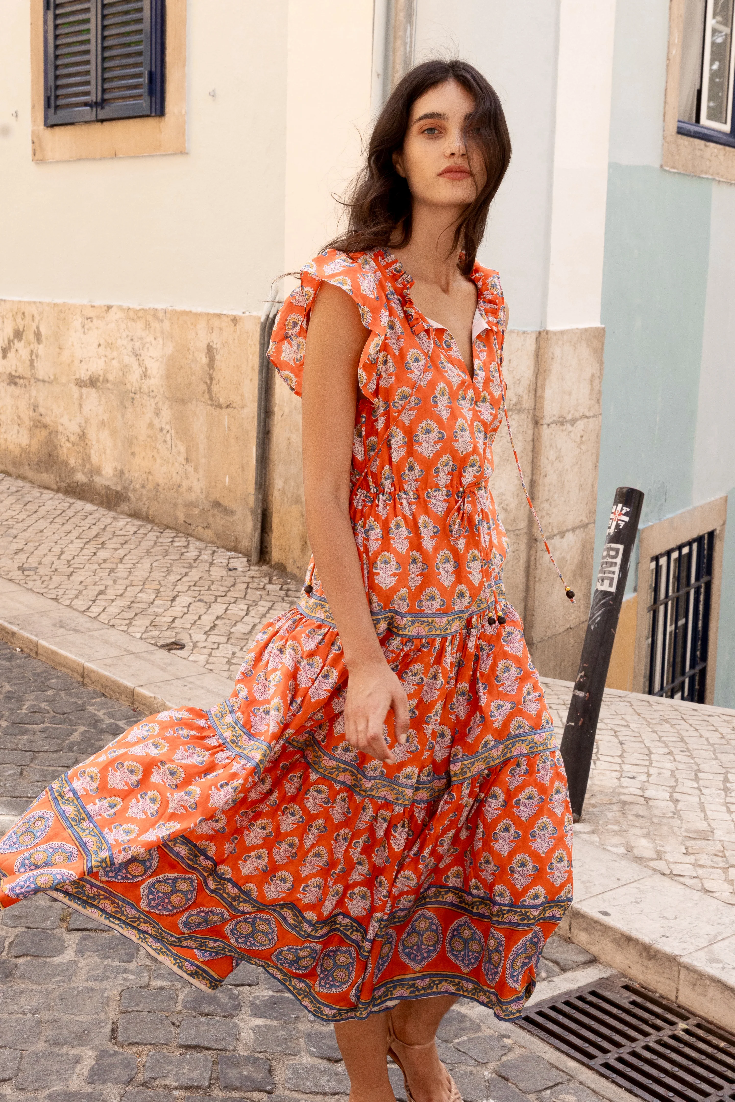 Cinched Flirty Midi- Patna Red - Image 3