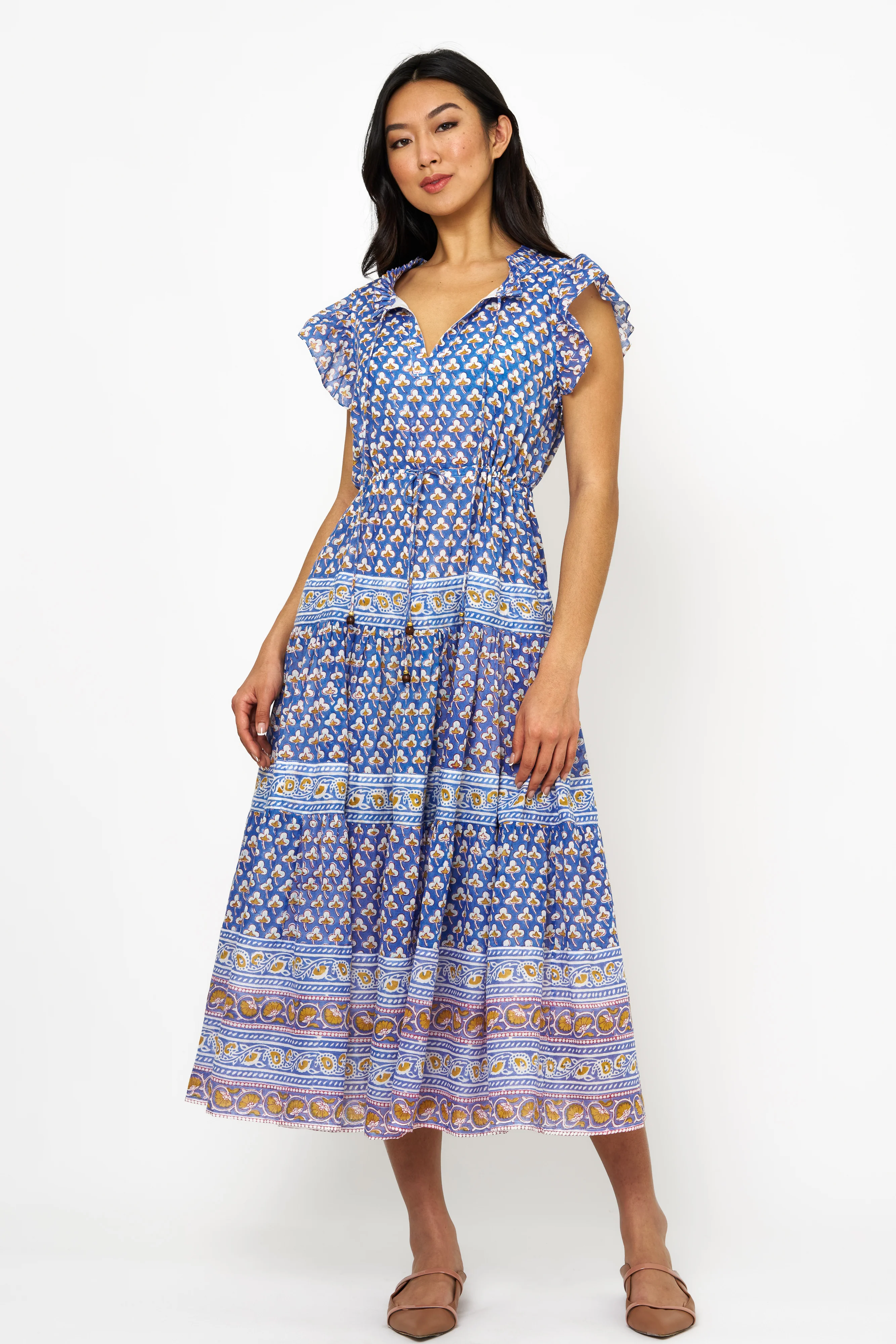 Cinched Flirty Midi- Clover Blue - Image 5