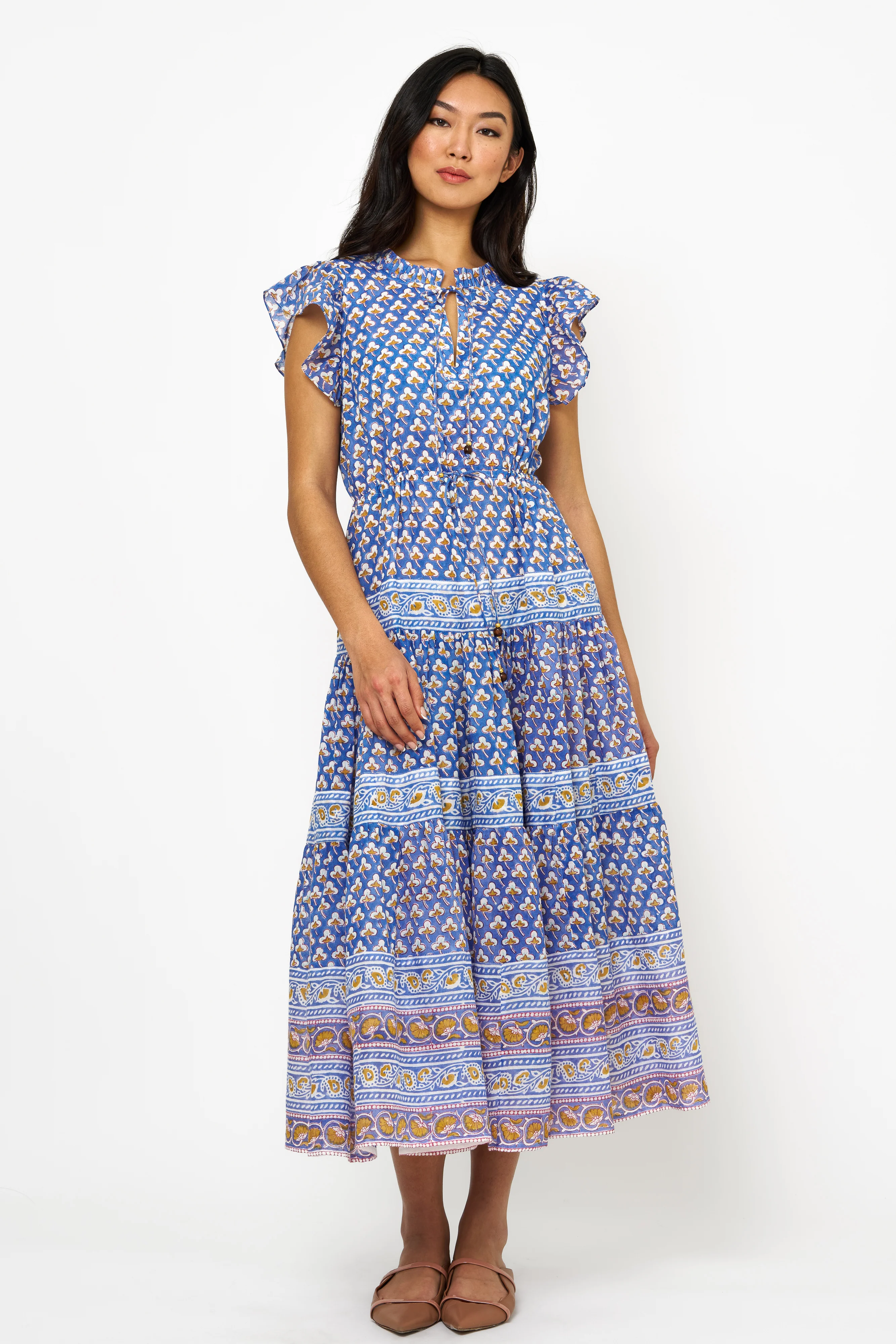 Cinched Flirty Midi- Clover Blue - Image 6