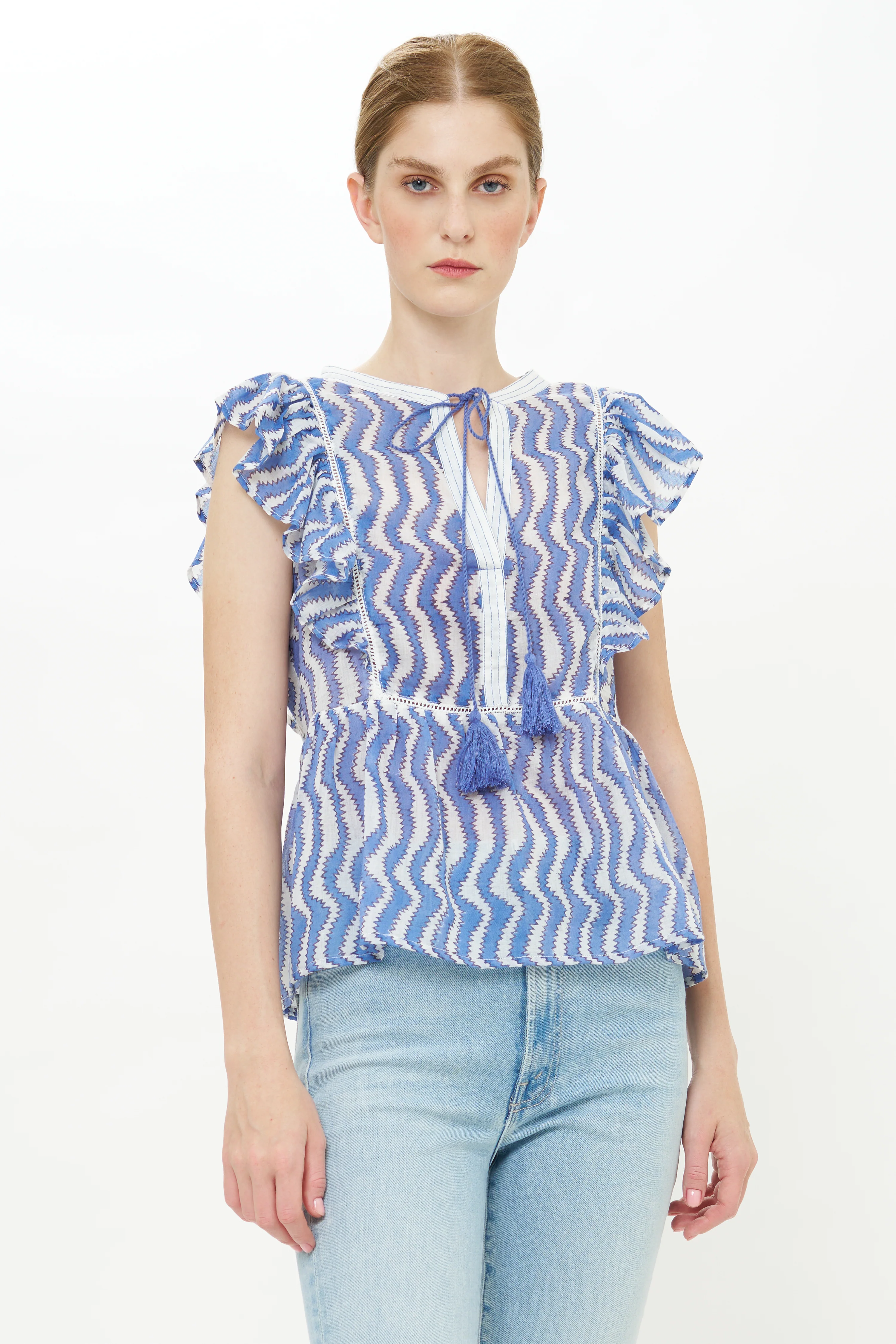 Flirty Tie Top- Sierra Blue