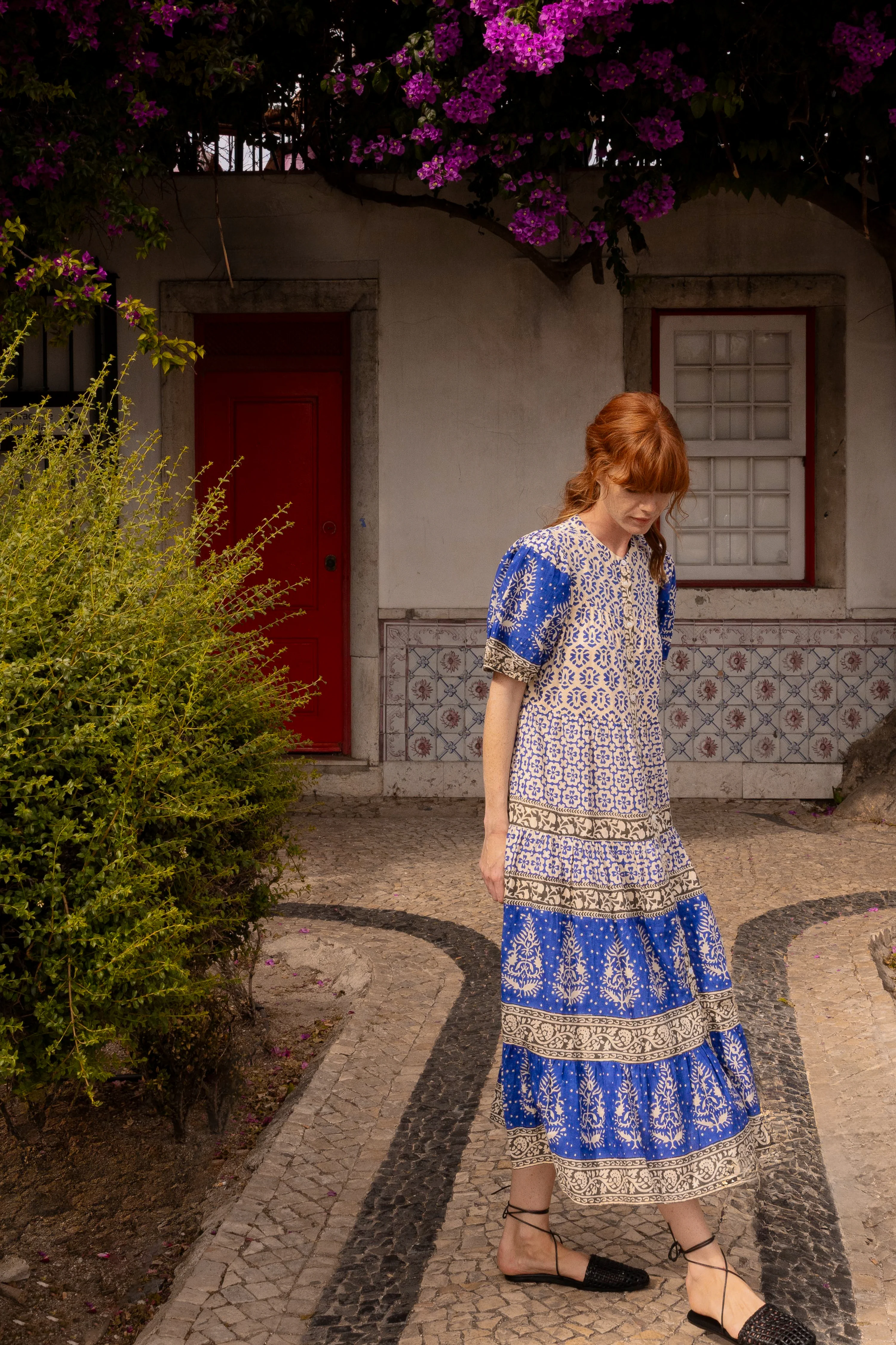 Scoop Tiered Midi- Jaisalmer Cobalt - Image 3