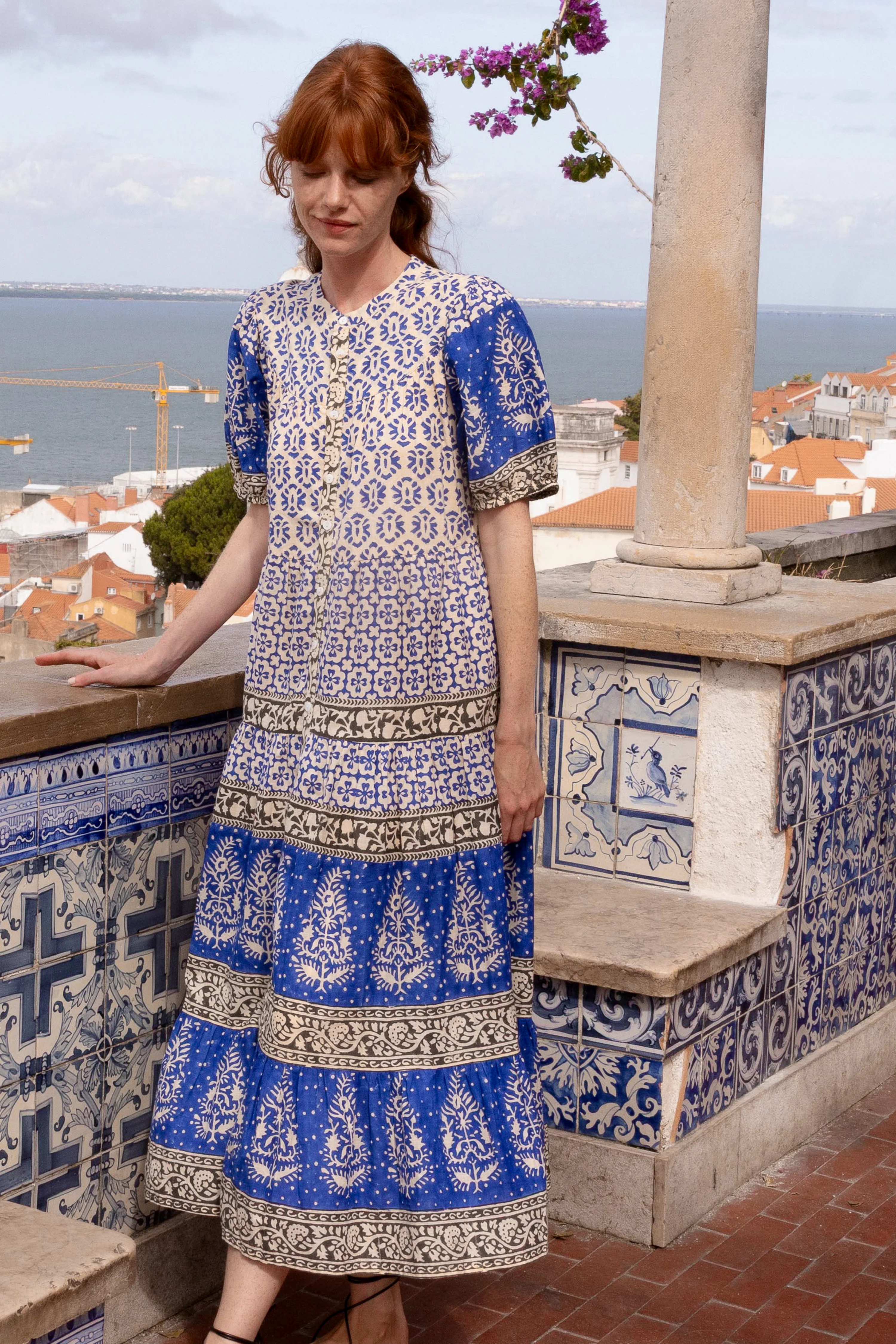 Scoop Tiered Midi- Jaisalmer Cobalt - Image 5