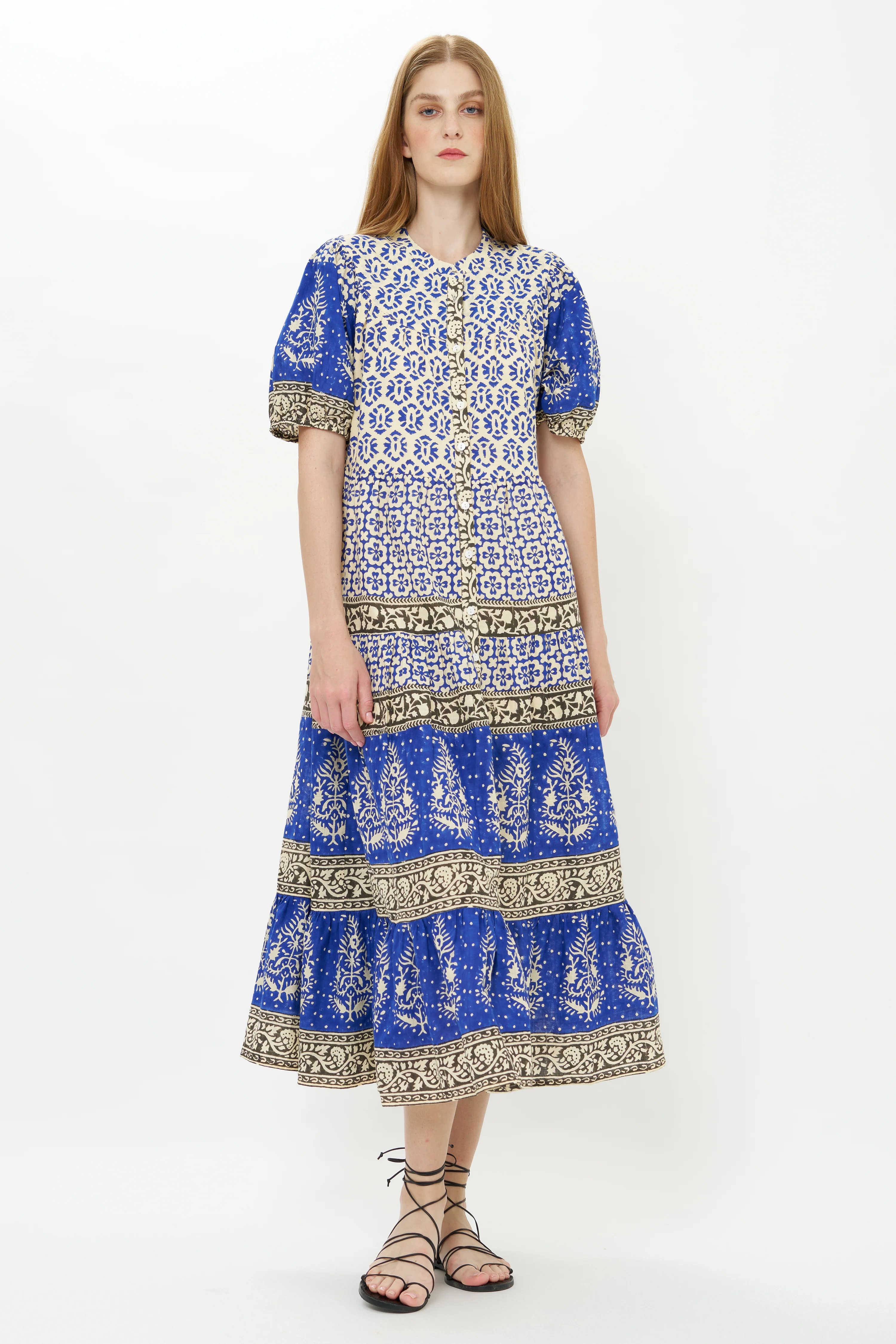 Scoop Tiered Midi- Jaisalmer Cobalt - Image 6