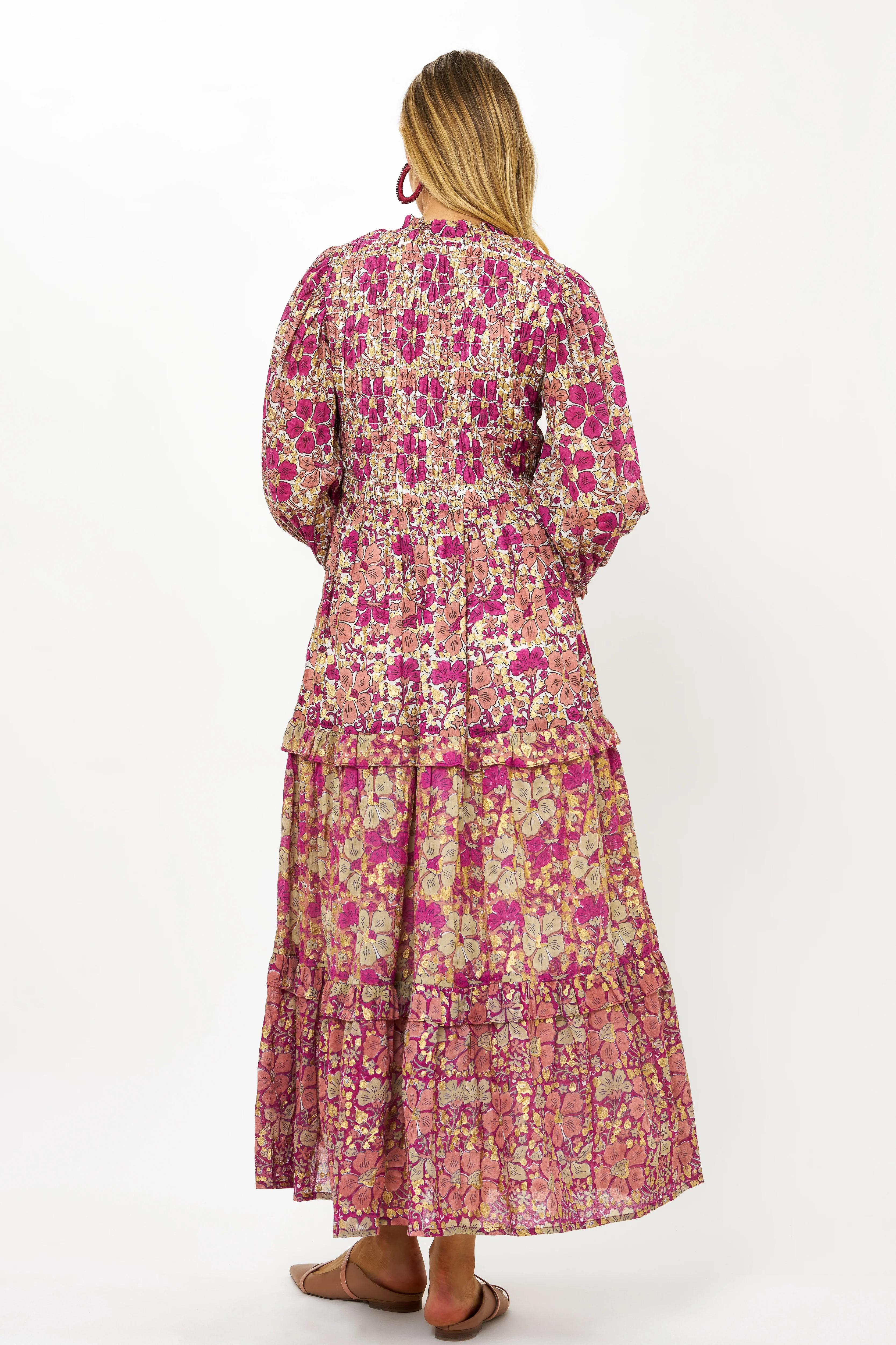 3/4 Smocked Top Maxi- Matera Pink - Image 3