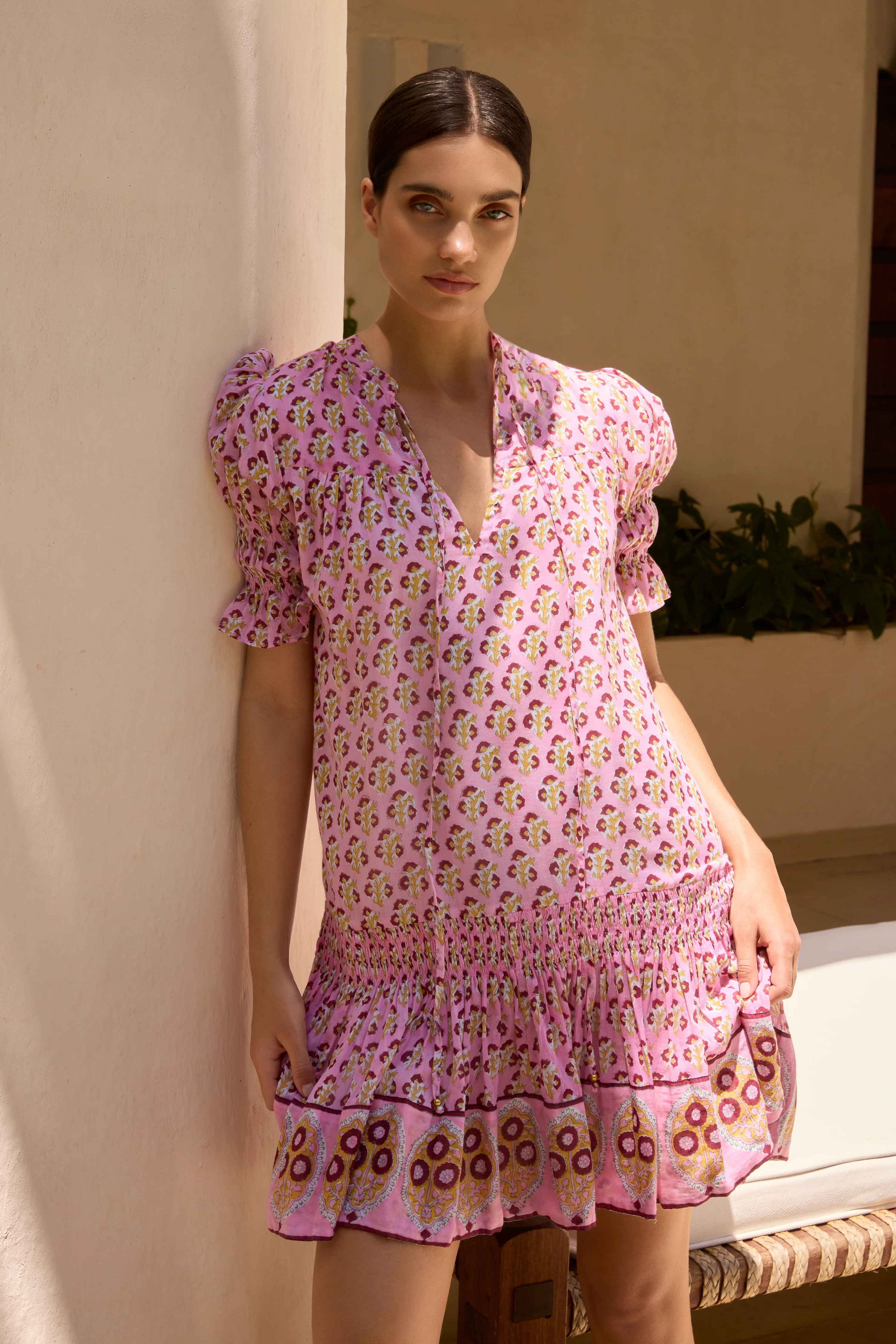 Smocked Drop Mini- Riad Rhubarb - Image 3