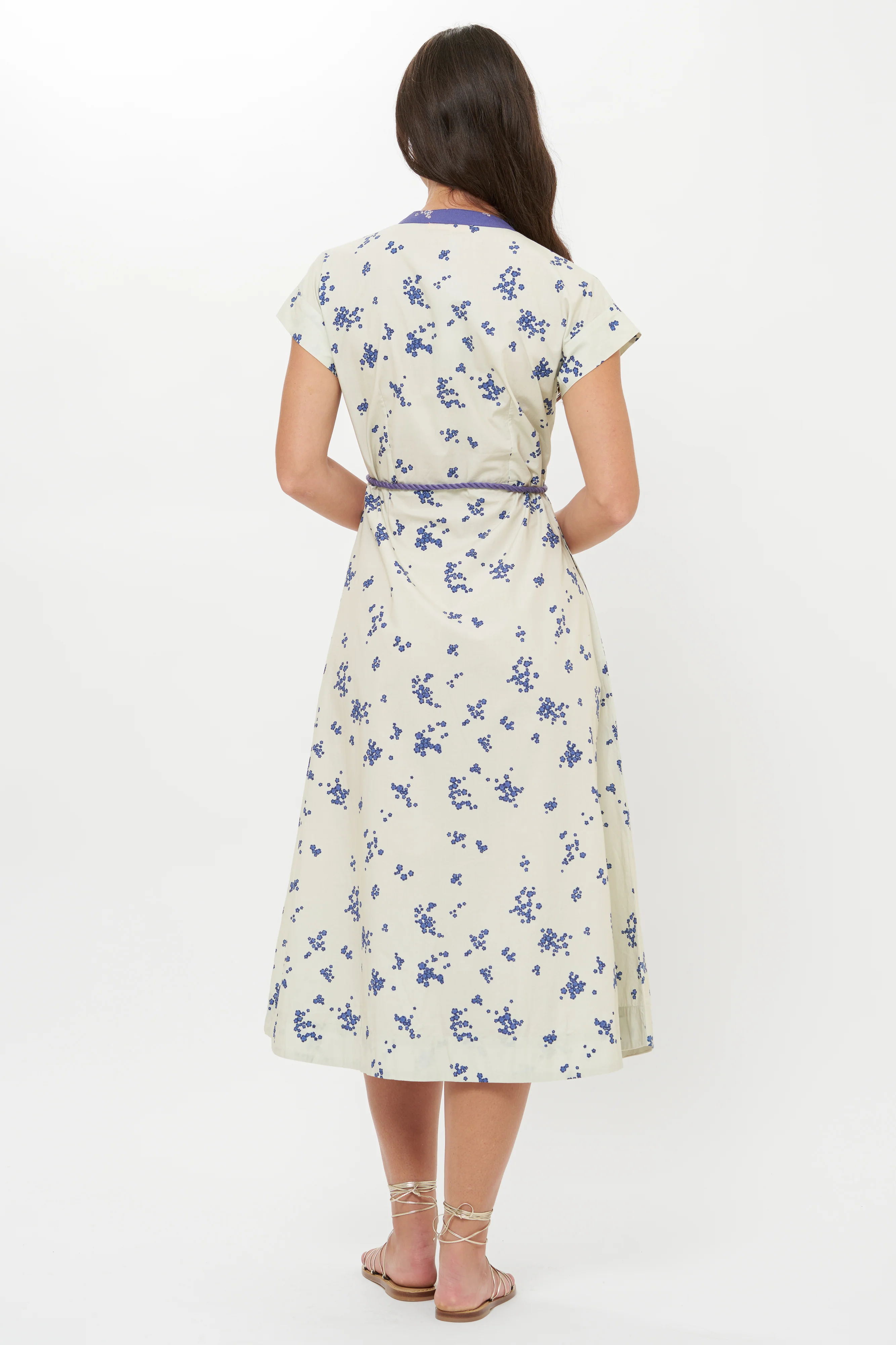 Cap Sleeve Shirt Dress Midi- Alyssum Cream - Image 7