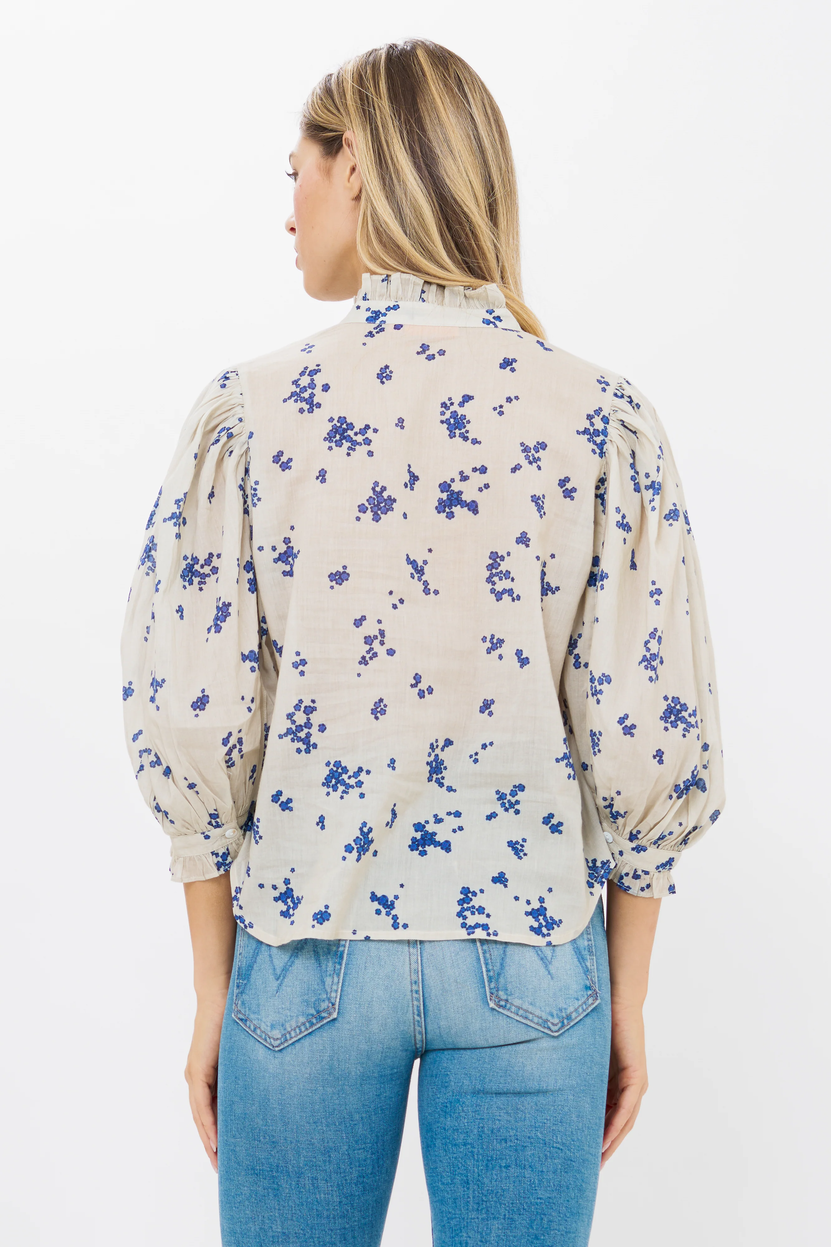 Ruffle Front Button Blouse- Alyssum Cream - Image 8